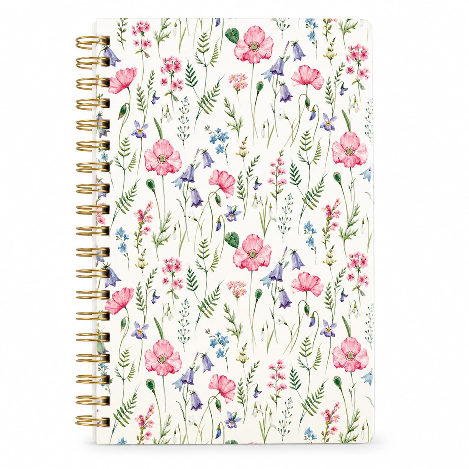Fakcrkun A5 Spiral Notebook Lined, Floral Pattern Hardcover Notebook 120 Pages, Spiral Bound Notebook for Journaling Writing Office School Supplies