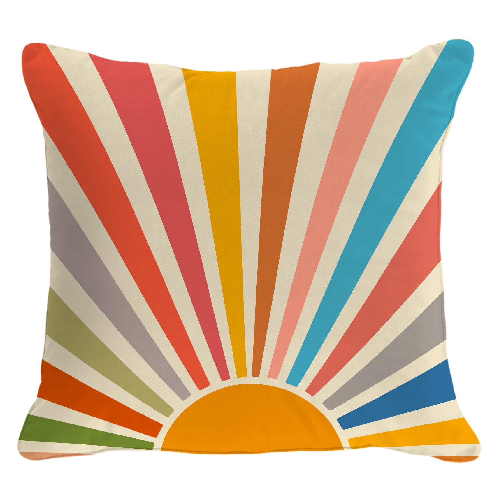 OGILRE Sun Sunrise Sunshine Colorful Abstract Home Bedroom Decorations Soft Throw Pillow Cover, Sunset Boho Pillow Case Pillowcase, 18x18 Inch