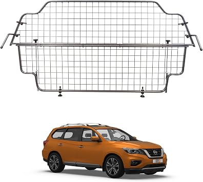 TRAVALL Compatible with Nissan Pathfinder 2012-2020 Dog Car Barrier Guard Custom Fit Heavy Duty Steel Mesh Trunk Divider Safety Travel Premium Luggage Cargo Barrier Backseat Protection