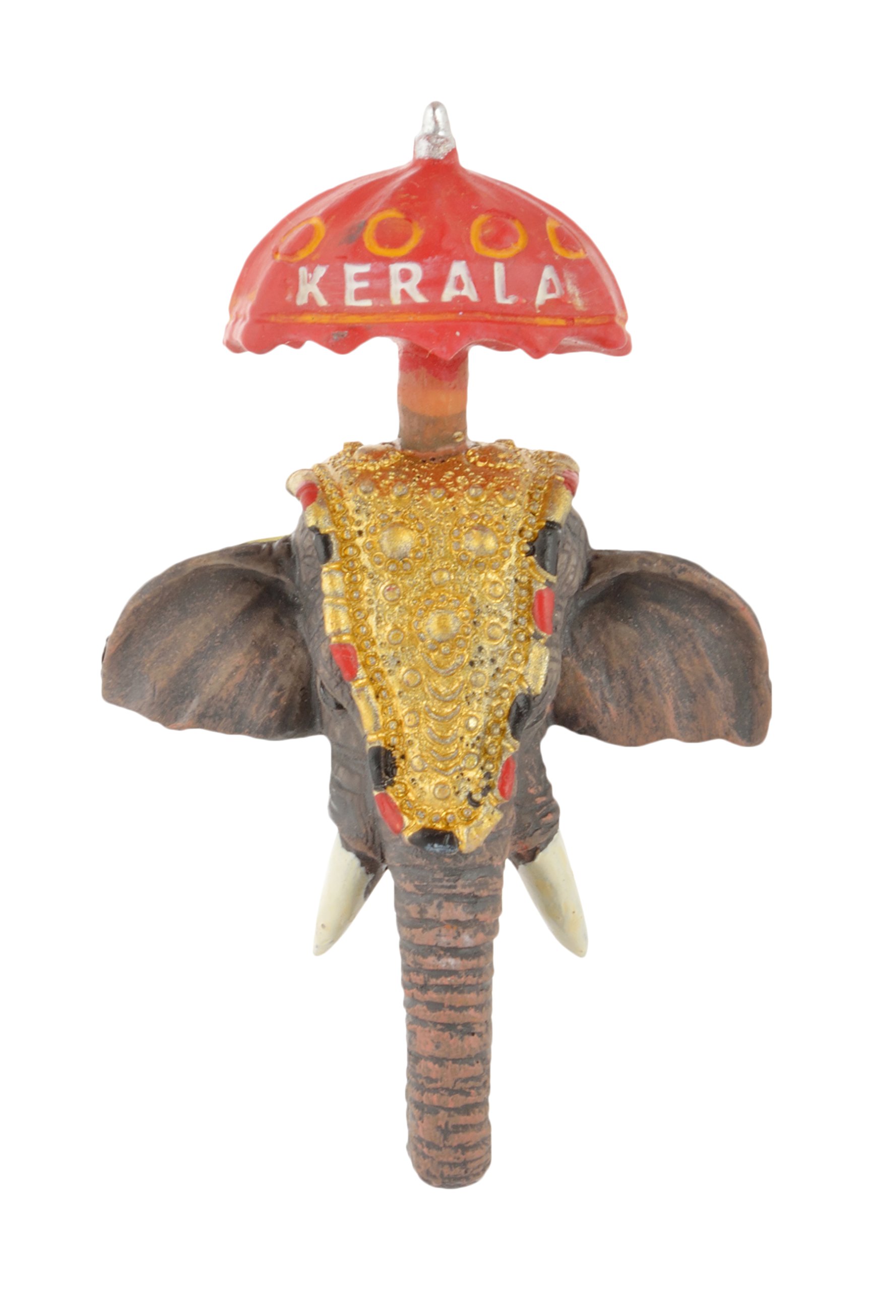 Temple Trees Polyresin Kerala Elephant Red Hand Painted Fridge Magnet