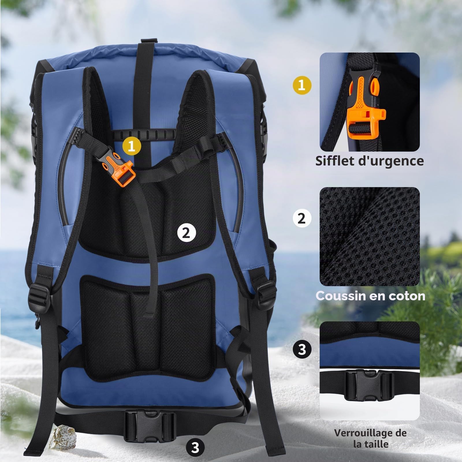 Sac Etanche 30L/40L Sac Etanche Nautique Sac A Dos Etanche Dry Bag for Plage Kayaking