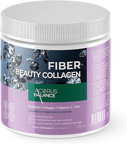 ACORUS BALANCE Fibra de belleza de colágeno  para cabello, piel y uñas  Alto en proteínas  Bambú, colágeno, vitamina C y zinc  Sin lactosa, sin disponible en Yaxa Colombia