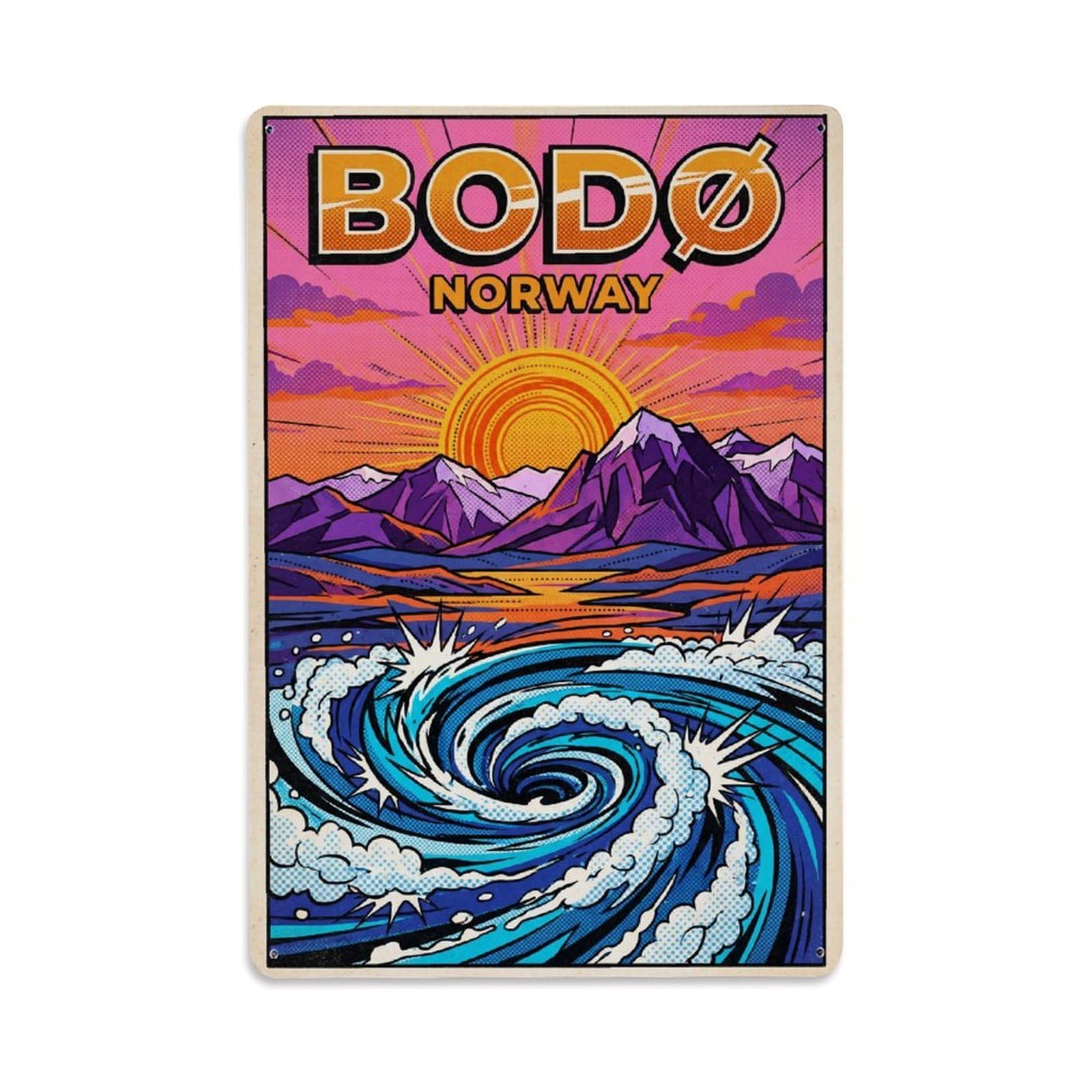 Metal Tin Sign Norway Bodo Travel Retro