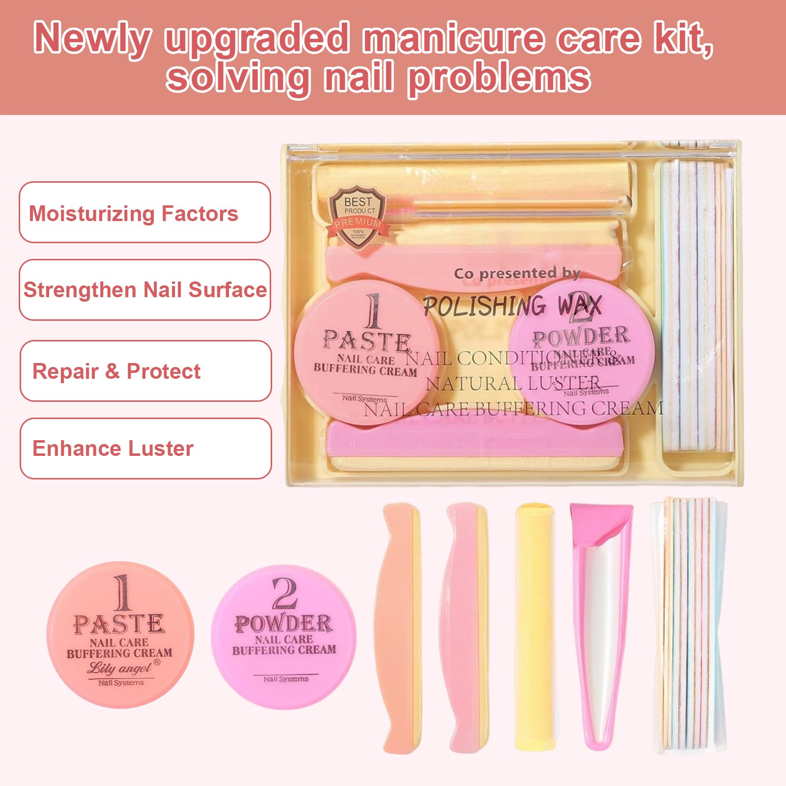 Manicura Japonesa 13 Piezas – Profesional Manicura, para Regeneración de Uñas y Fortalecimiento de la Placa de la Uña, Tratamiento de Reparación, Kit de Uñas Saludables Premium