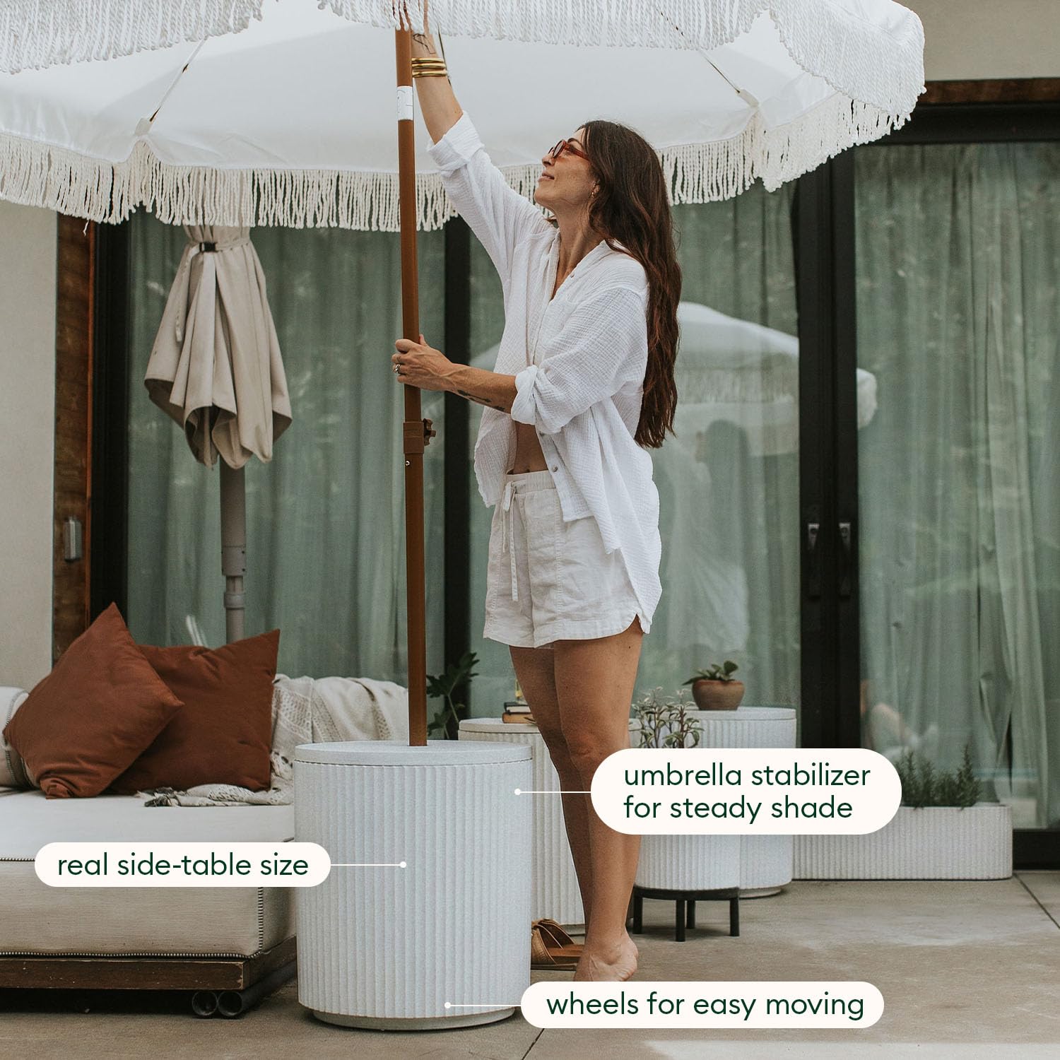 Veradek Umbrella Side Table - Outdoor Patio Table with Umbrella Hole