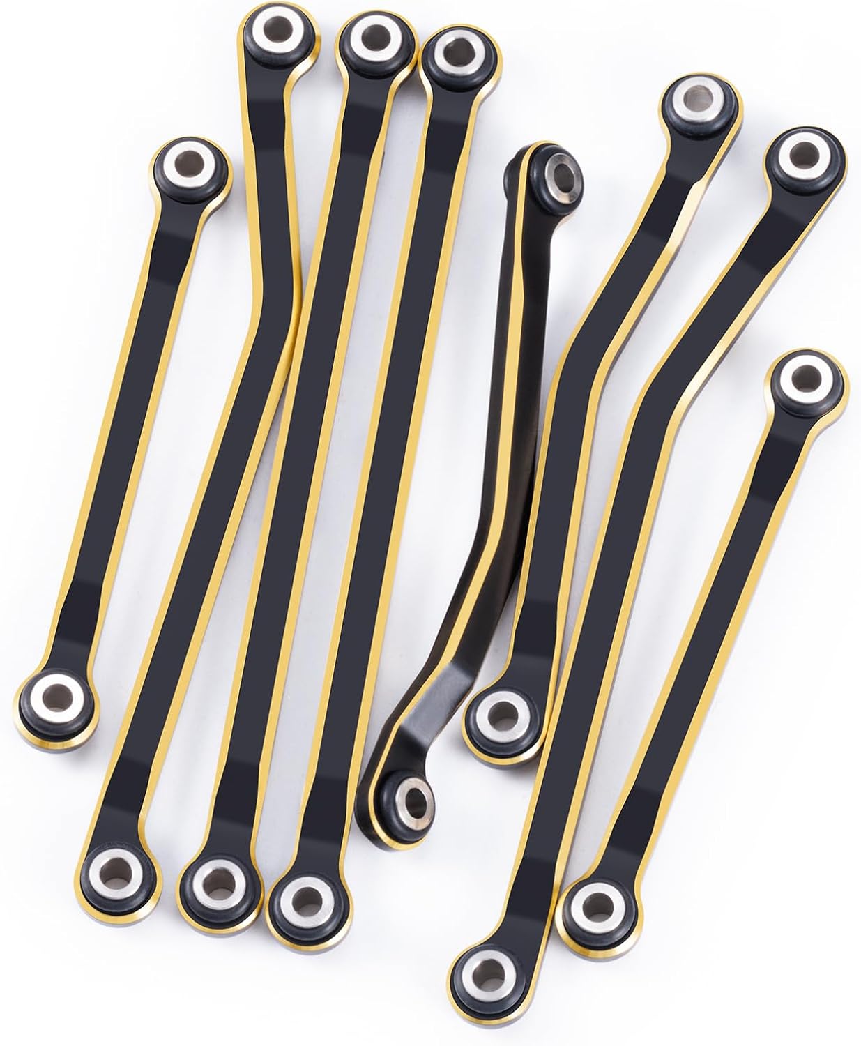 8PCS TRX4M Brass High Clearance Chassis Links Set Black Coating Link Counterweight Heightened Link Rod Kit Linkage Set for 1/18 RC Crawler TRX4M High Trail K10 F150