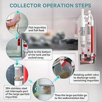 hygger Aquarium Fish Waste Collector, Aquarium Filter Accessory, External Hanging Fish Impurity Separation Treatment Collection Box Filter, Fish Tank Siphon Filtration System