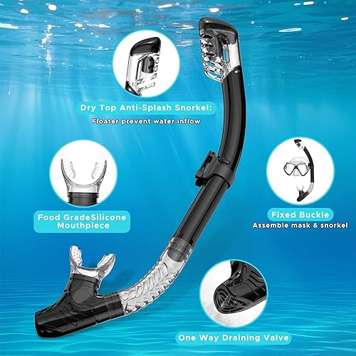 Miniatura 5 de Paquete de 2 equipos de esnórquel para adultos, esnórquel seco, juego de máscara para adultos, máscara de buceo, equipo de buceo, gafas de natación