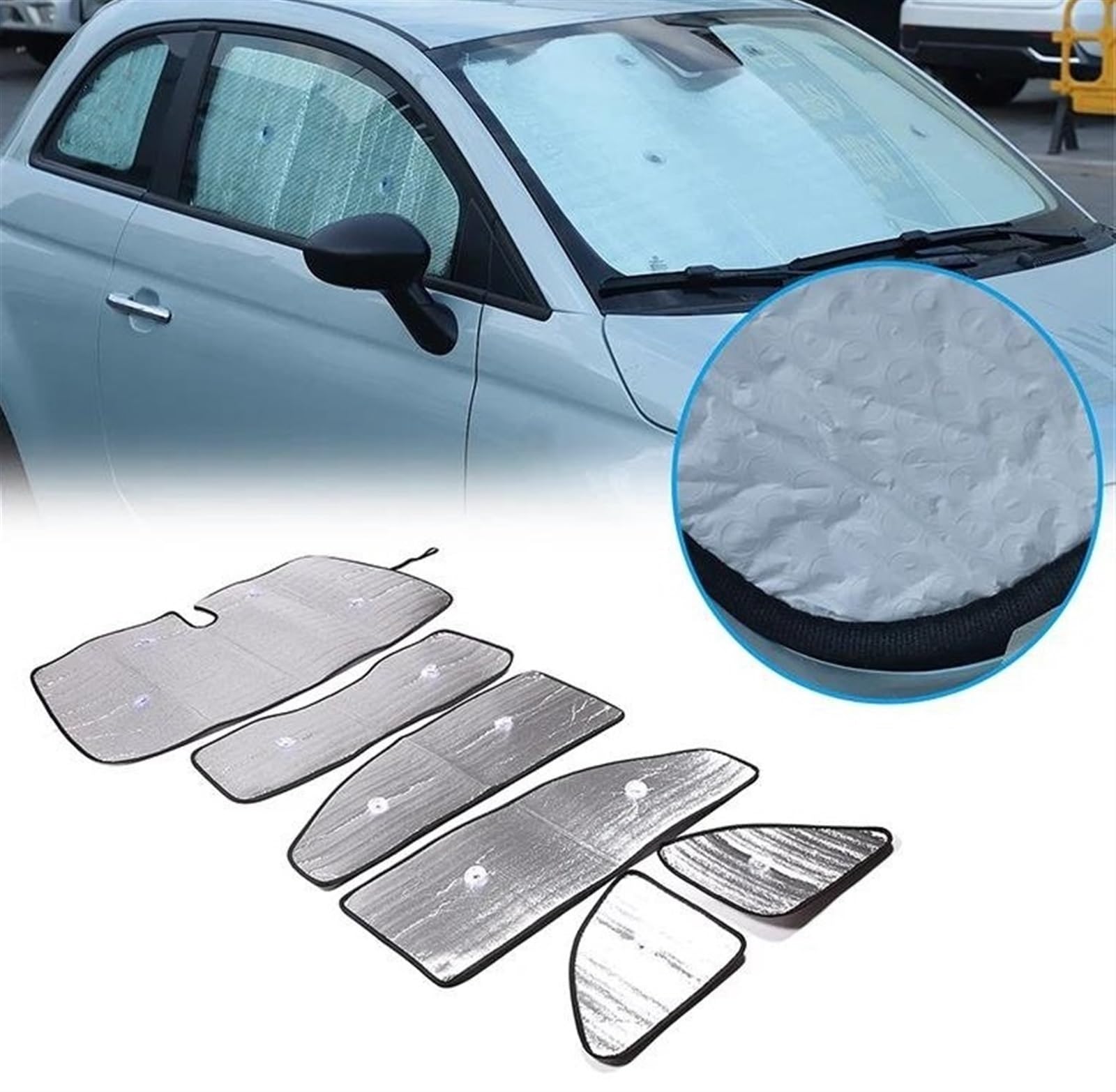 Cortinillas Coche Parasol Ventana Completa Coche Cubierta Protección UV Parasoles Cortina para Fiat 500 2010-2012 2013 2014 2015 2016 2017 2018 2019 2020 2021 2022 Parasol Ventana Coche(6pcs)