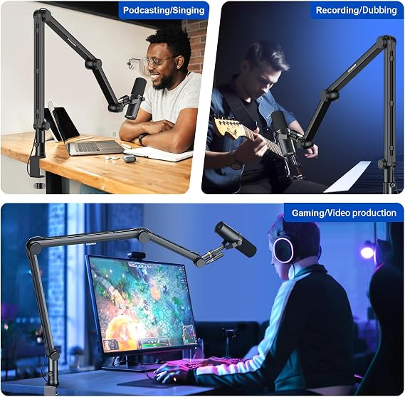 Aokeo AK-49 Microphone Stand Arm for HyperX QuadCast SoloCast Elgato Wave Shure SM7B Blue Yeti Blue Snowball Broadcast Studio Program Recording