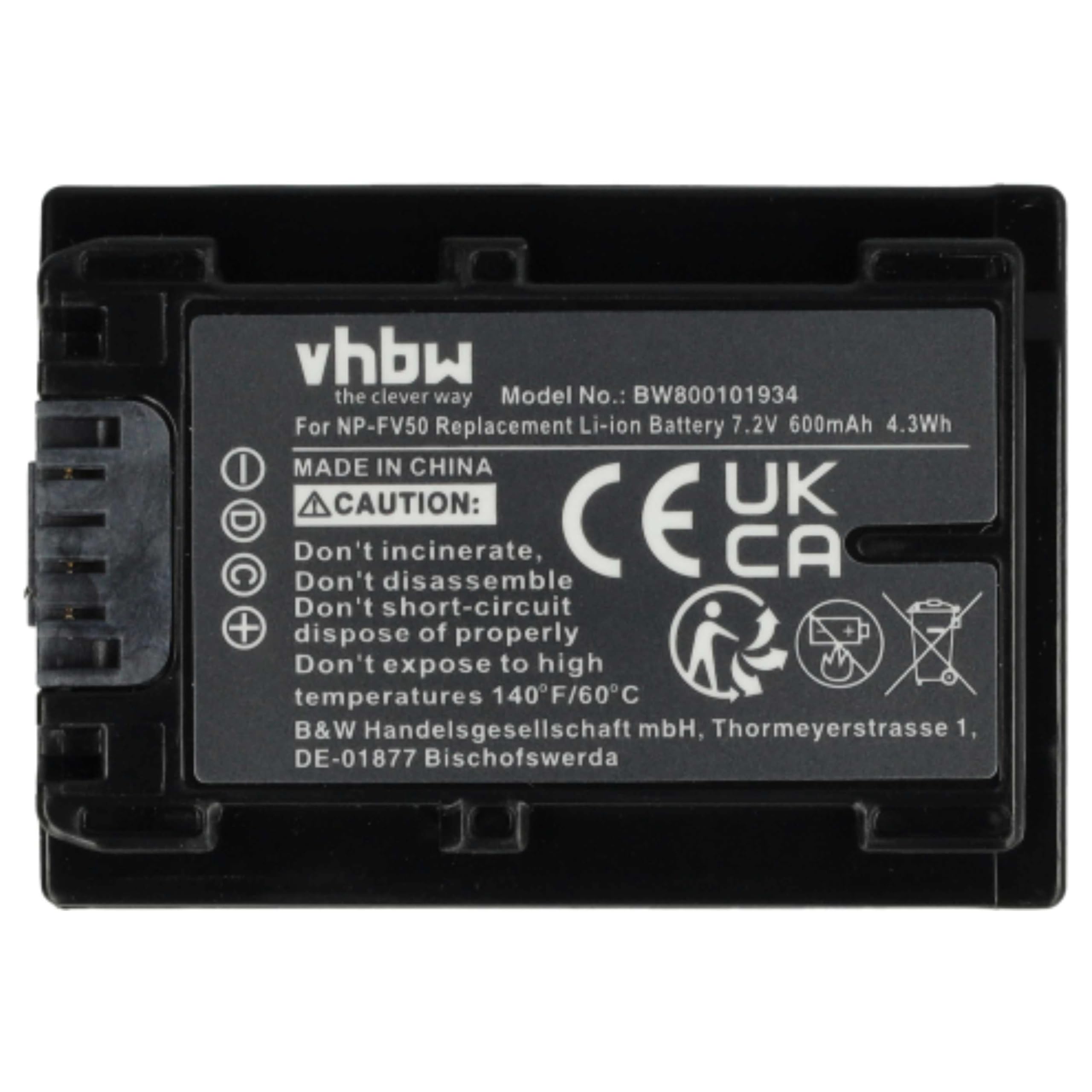 vhbw 3X Batterie Compatible avec Sony HDR-CX360E