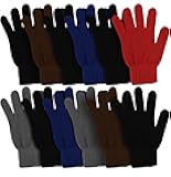 Winter Magic Gloves, 12 Pairs Stretchy Warm Knit Bulk Pack Mens Womens
