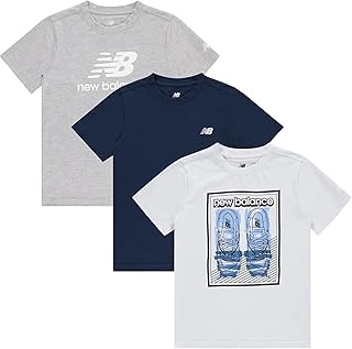 New Balance Boys Graphic Tees 3-Pack, Short Sleeve Cotton Tshits, Size 8-20
