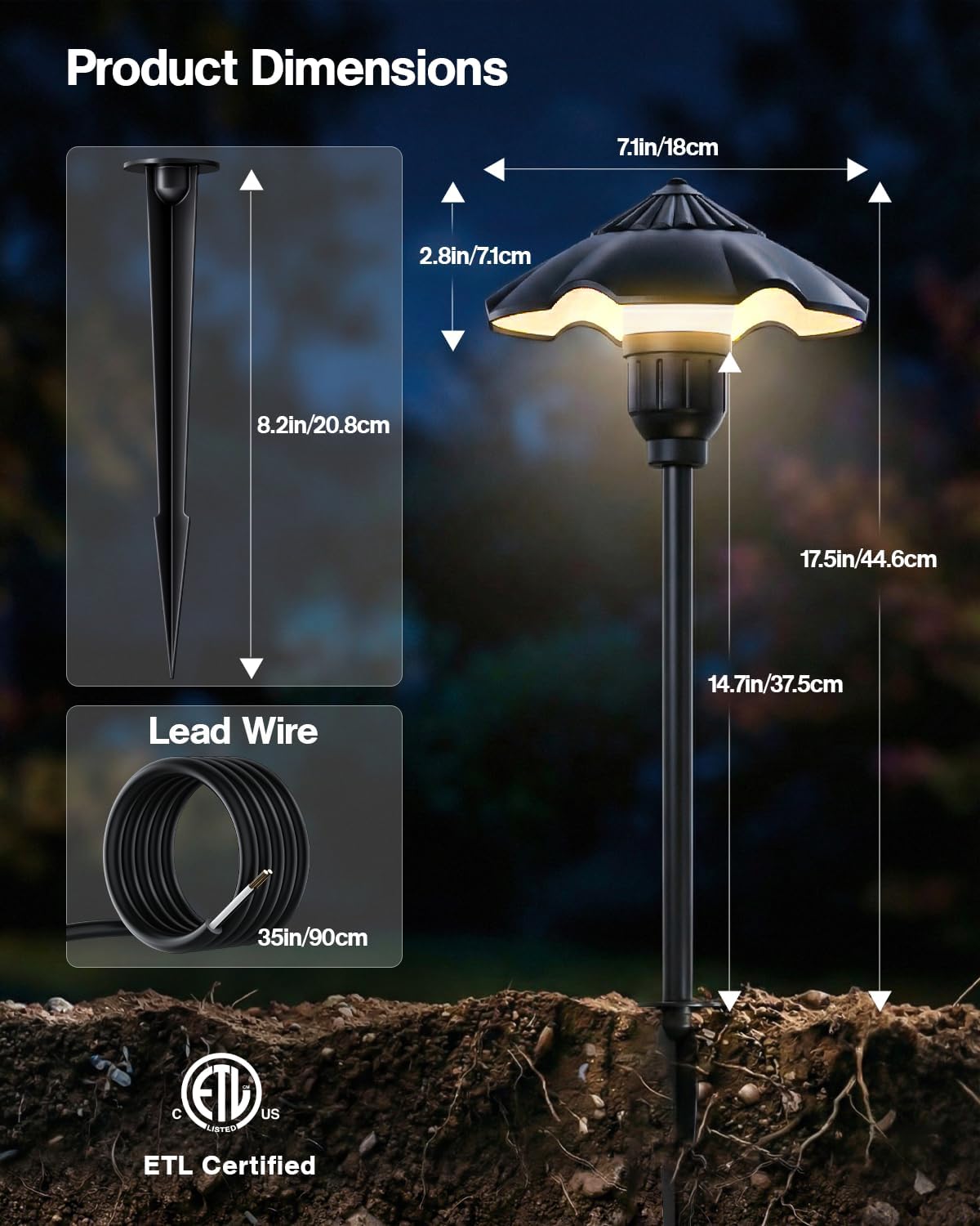 HIBOITEC Low Voltage Pathway Lights Wired 3W 12-24V 180LM 2900K LED Landscape Path Lighting Outdoor Waterproof Aluminum Landscape Lights for Yard Walkway Garden, 6-Pack