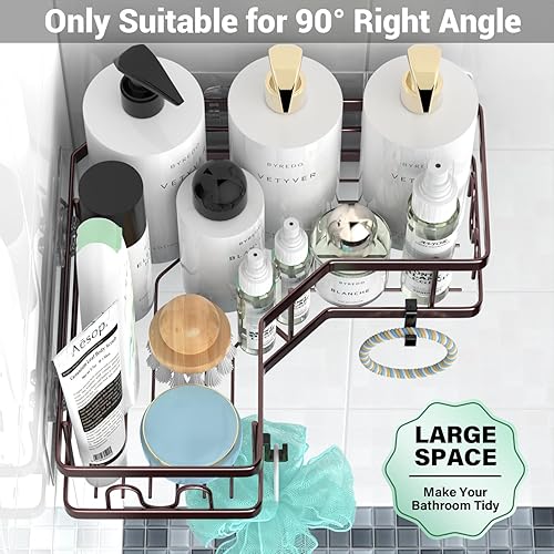 Miniatura 3 de Estante organizador de ducha esquinero estante de ducha adhesivo sin perforación, estantes de bañera - Paquete de 3 estantes de ducha de baño