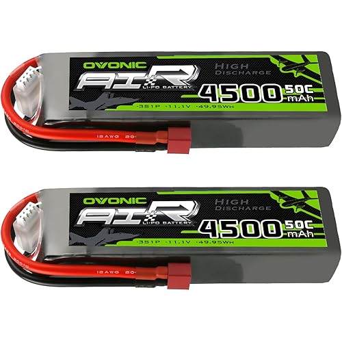 OVONIC 3S Lipo Battery 50C 4500mAh 11.1V Lipo Battery with Dean-Style T Connector for RC Car Truck Boat Airplane Helicopter Quadcopter(2 Packs)