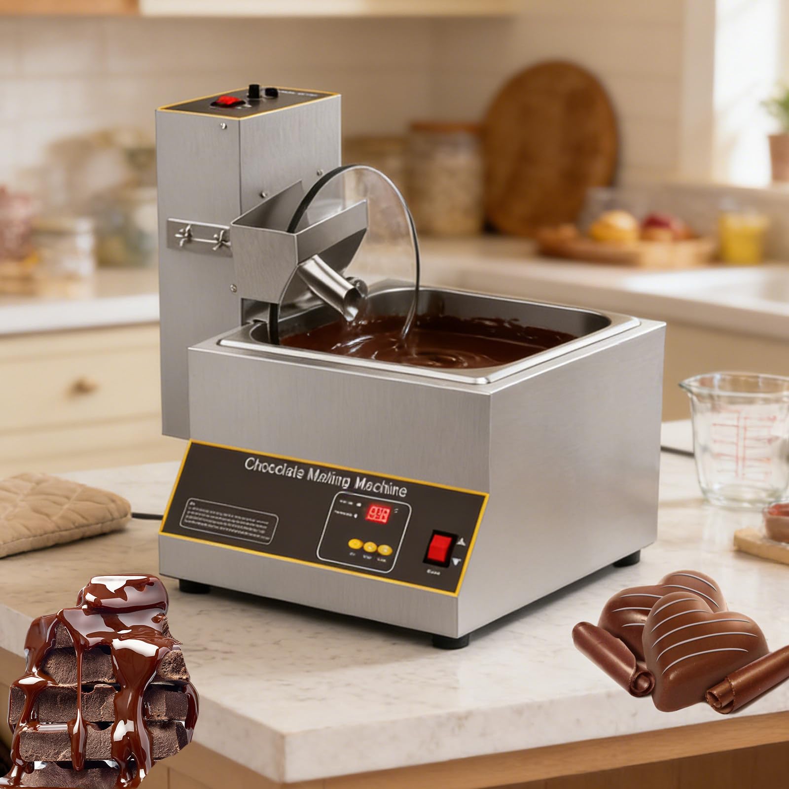 Tempéreuse à Chocolat | Fondoir électrique en Acier Inoxydable | Usage Professionnel de Table | Idéale pour Le Chocolat, Le Beurre et la crème | pour boulangeries, hôtels et cafés 12kg