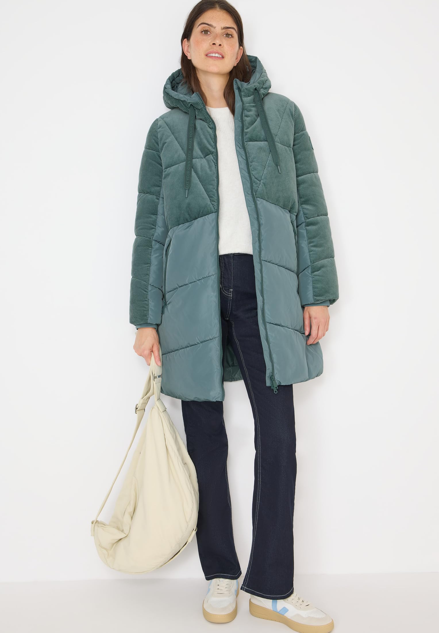 Cecil Puffer Mantel mit Cordmix