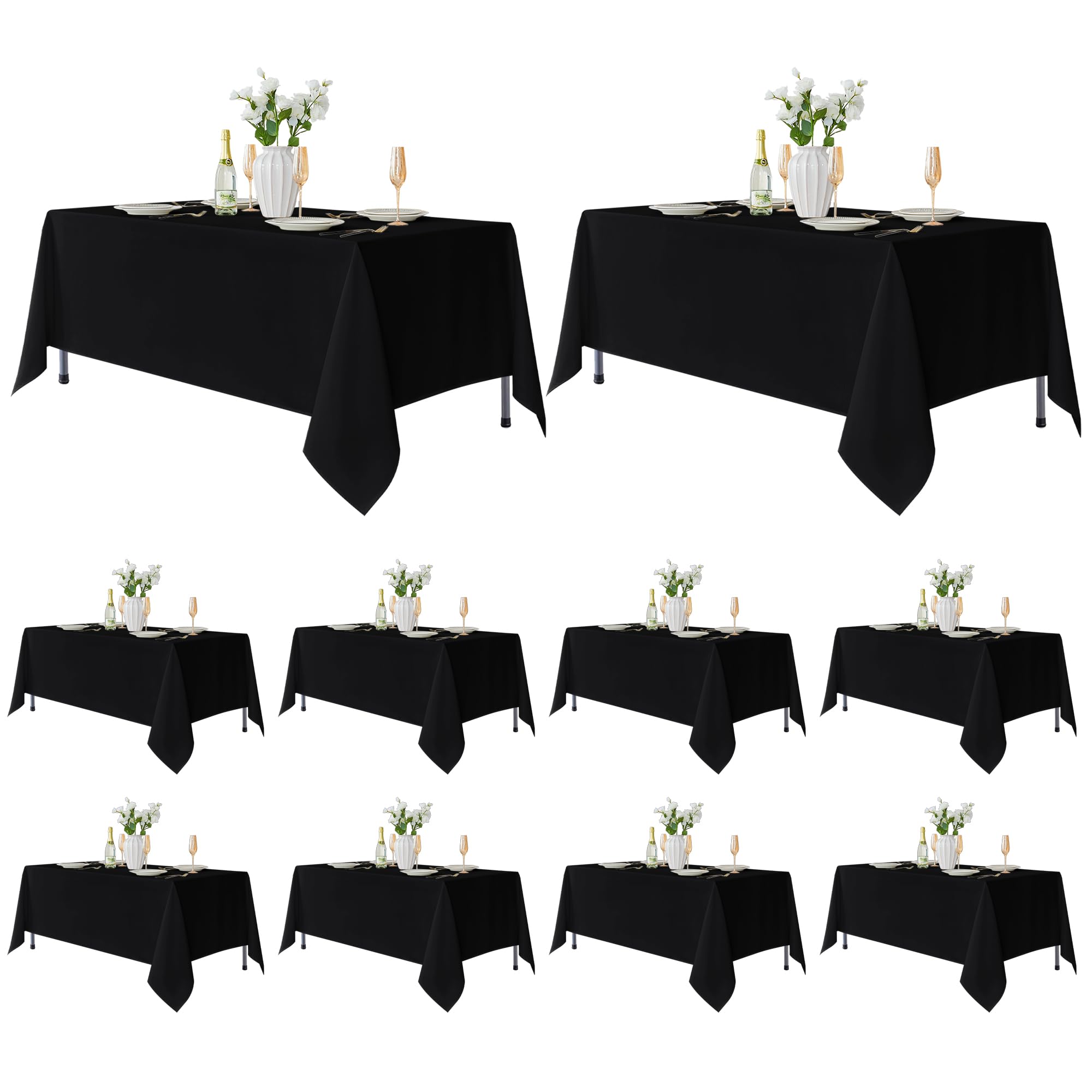 Fitable 10 Pack Black Tablecloths 70x120 Inch for 6-8 Ft Rectangle Tables