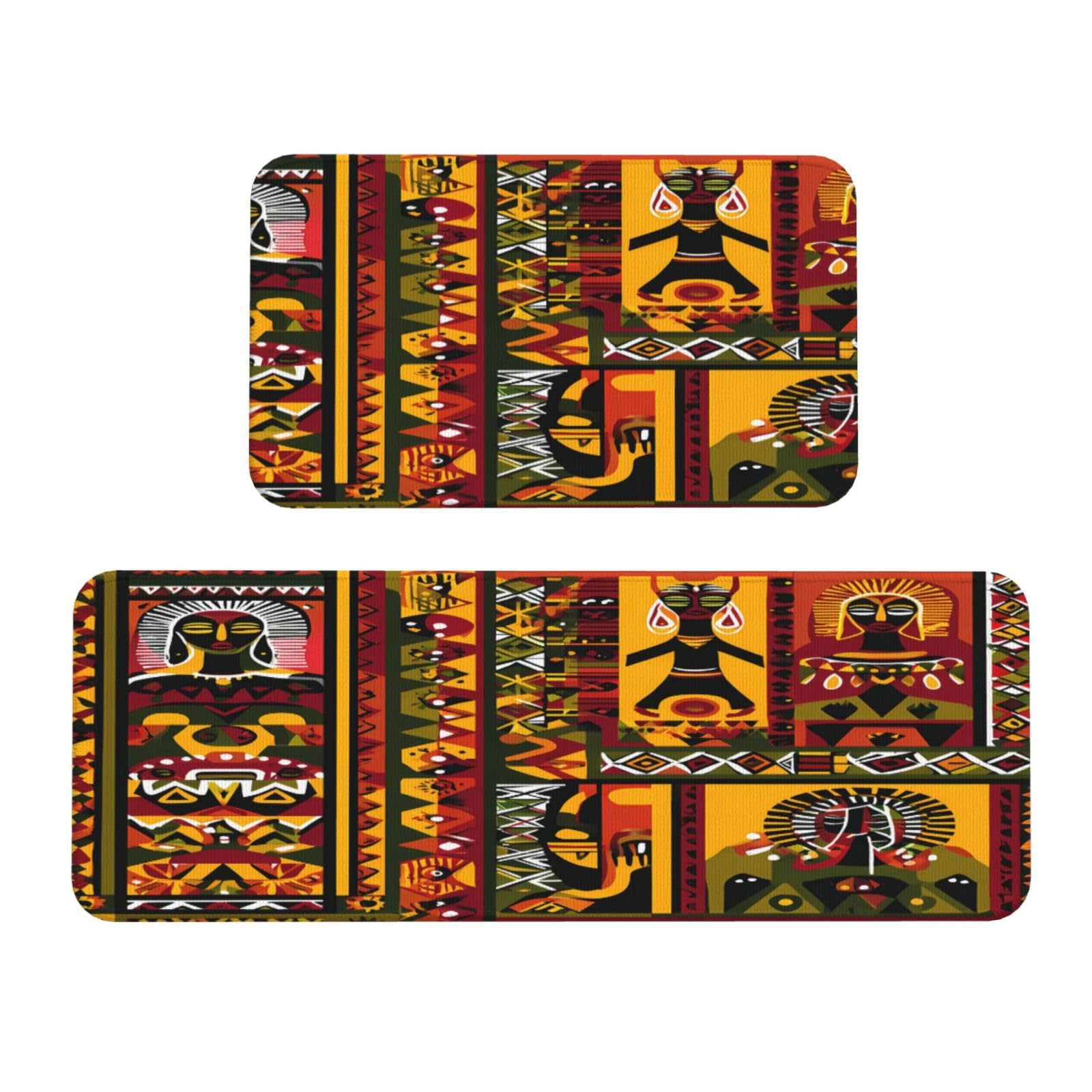 Tapis de cuisine antidérapants haut de gamme set de 2 esthétique totem africain pour salon