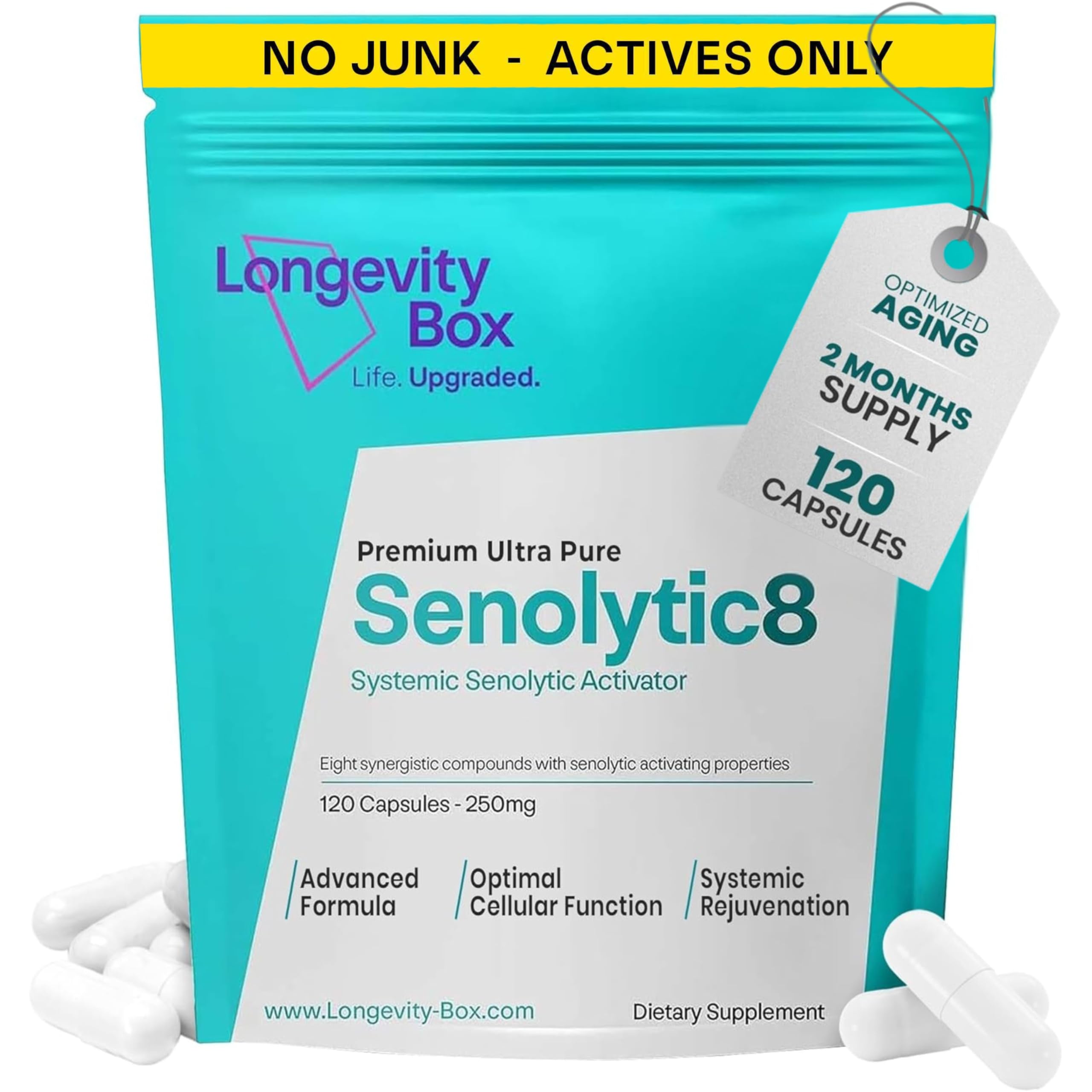 Senolytic-8-Komplex mit Fisetin, Quercetin, NAC, 120 Kapseln | Nahrungsergänzung: Senolytic 8 mit Fisetin, Quercetin und NAC, 120 Kapseln, rein; Senolytic 8 mit Fisetin, Quercetin und NAC