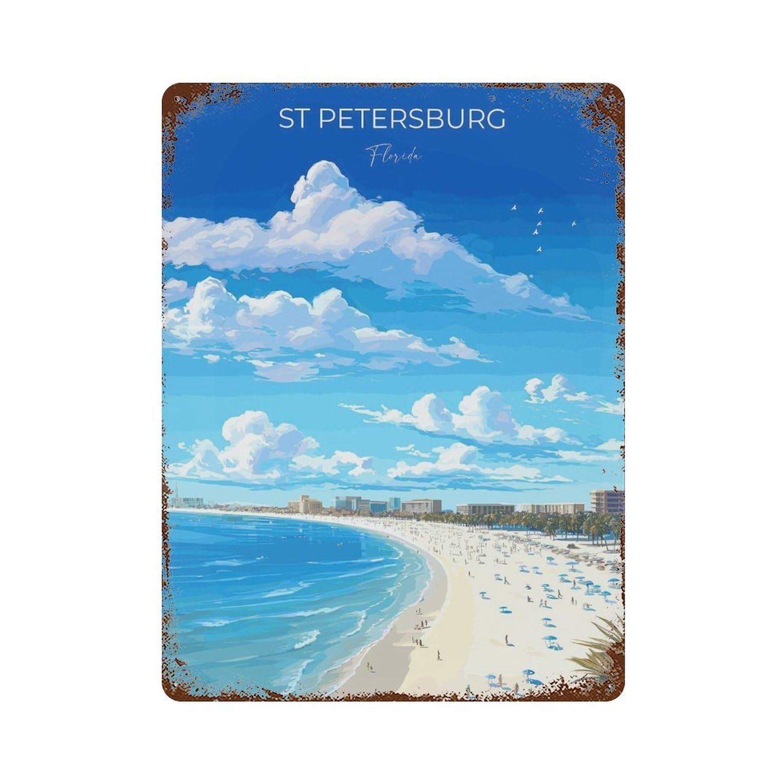 xiaoxiaoshen St Petersburg Travel of Beach Gift Florida USA (2) Wall Decor Art Metal Tin Poster Modern Home Decor Art Home Bar Shop Decorations Vintage Sign 40x30cm
