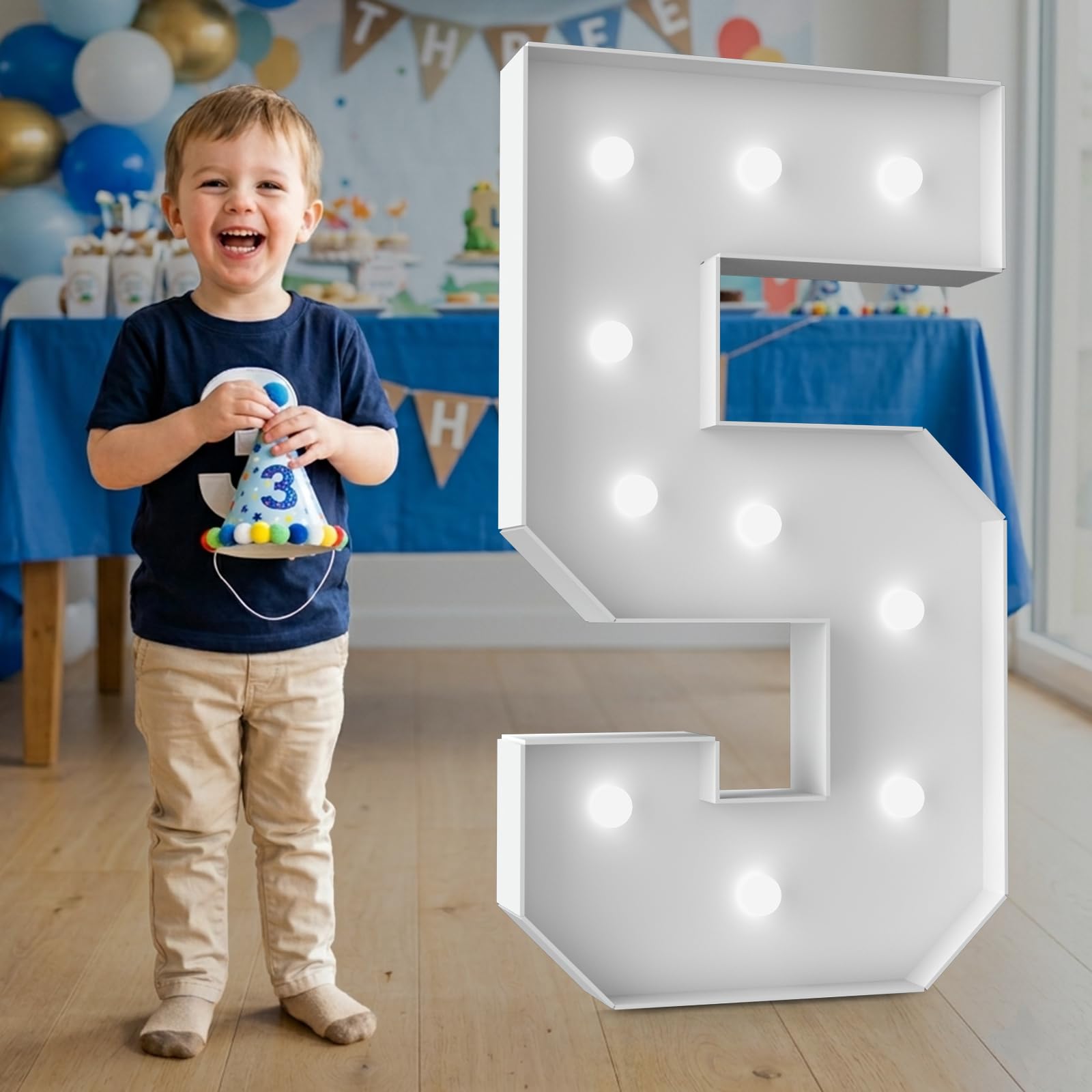 3FT Marquee Light Up Number - Marquee Numbers 3 Feet Tall, Large Led Sign For Baby Shower,Party,Birthday Decorations,Graduation,Prom(Number 5)