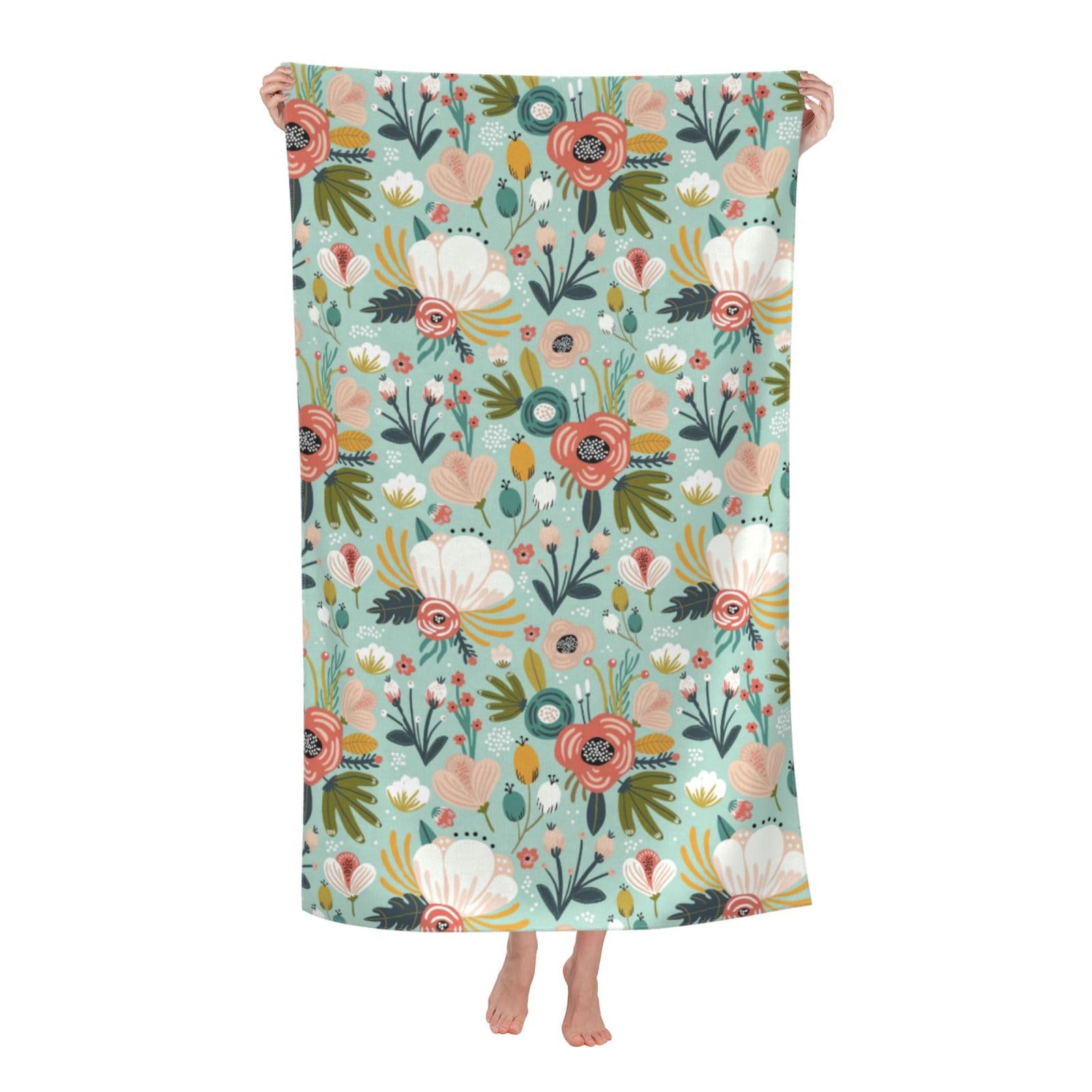 Cbaaghh Flowers Print Adult Beach Towels,Beach & Pool Towel,Beach Towels,Towels For Camping