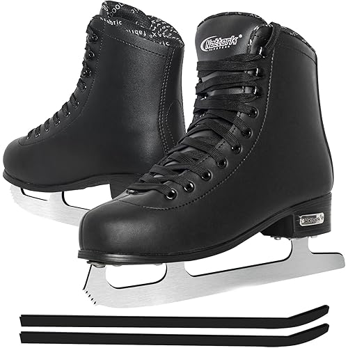 MammyGol Classic Ice Figure Skates for Men/Adult/Big Boys Lace up with Steel Blade Light Support Ice Figure Skates in Black Color US Size Men 9