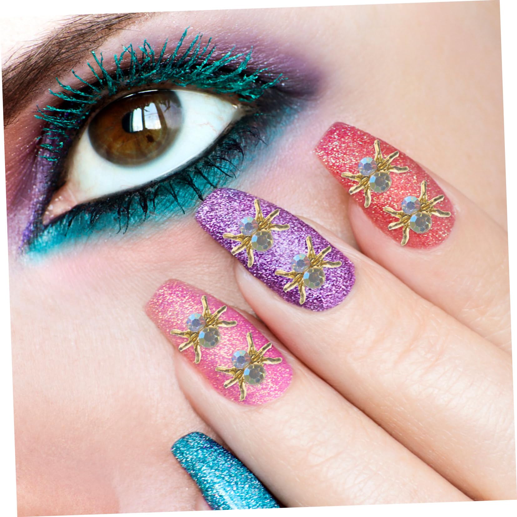 Healvian 200pezzi Decorazioni Per Unghie Forma Di Ragno Charm Per Nail Art Per Manicure Di Halloween e Feste Accessori Per Unghie Diy Facili Da Usare e Resistenti