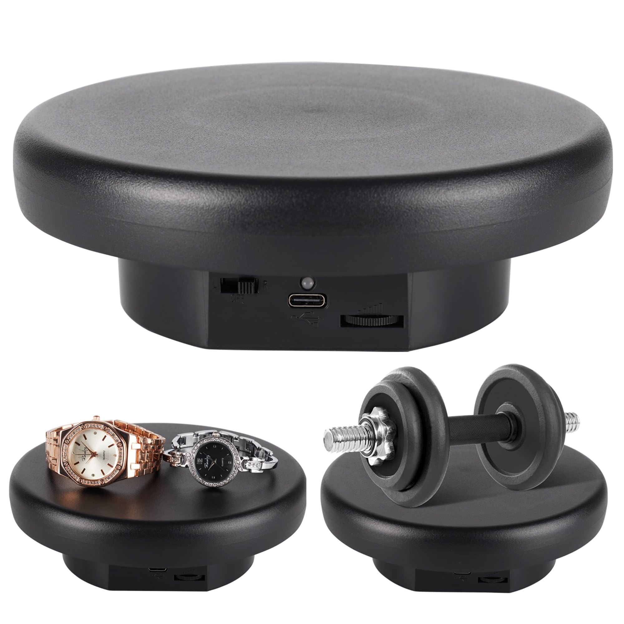 GOHASPW Rotating Display Stand Turntable Stand 6.3'' Spinning Stand for Product Shows Black