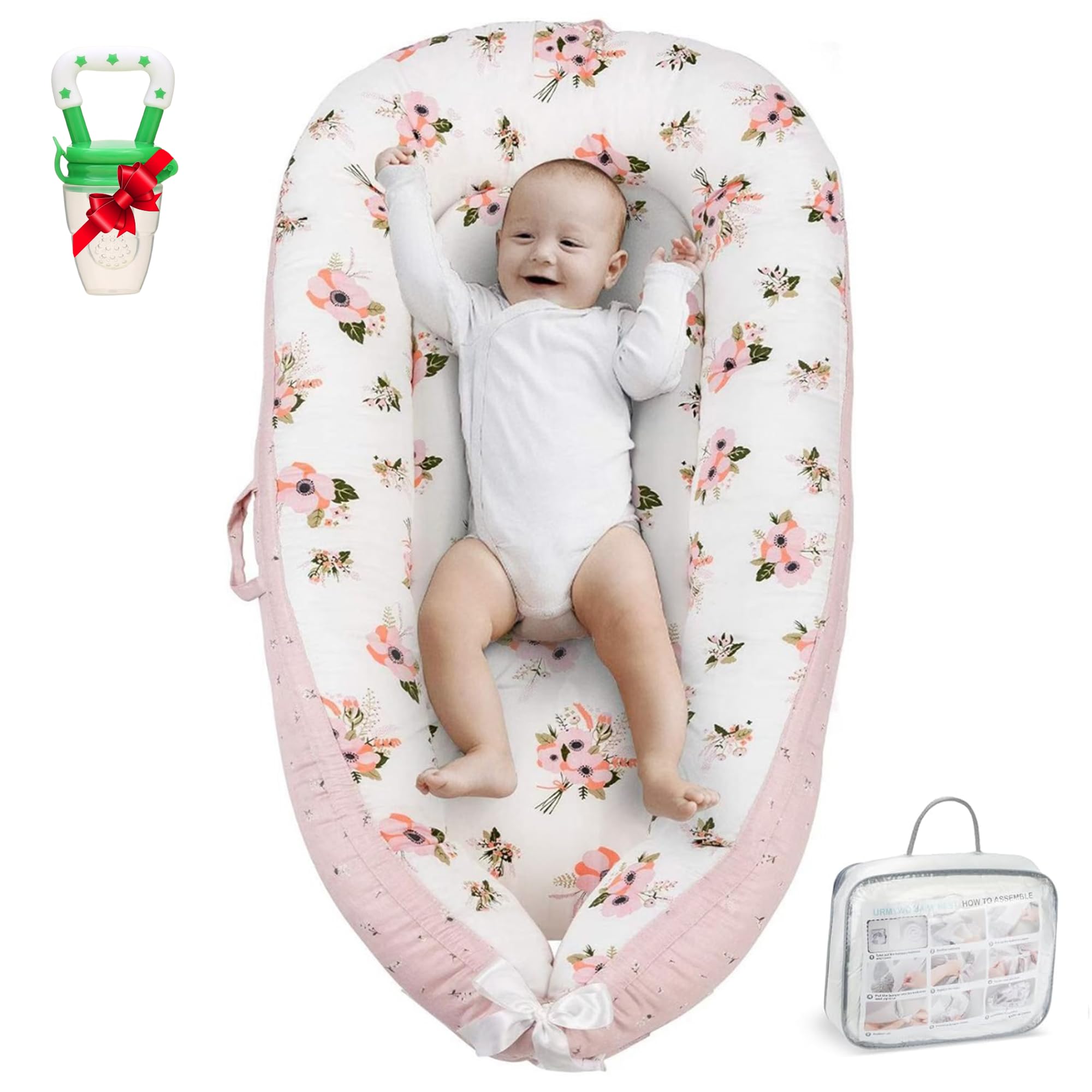 Blaze AU Baby Lounger 0-24 Months | Adjustable Baby Lounger for Newborn | Breathable Organic Cotton Infant Lounger Cover | Reversible Design, Portable