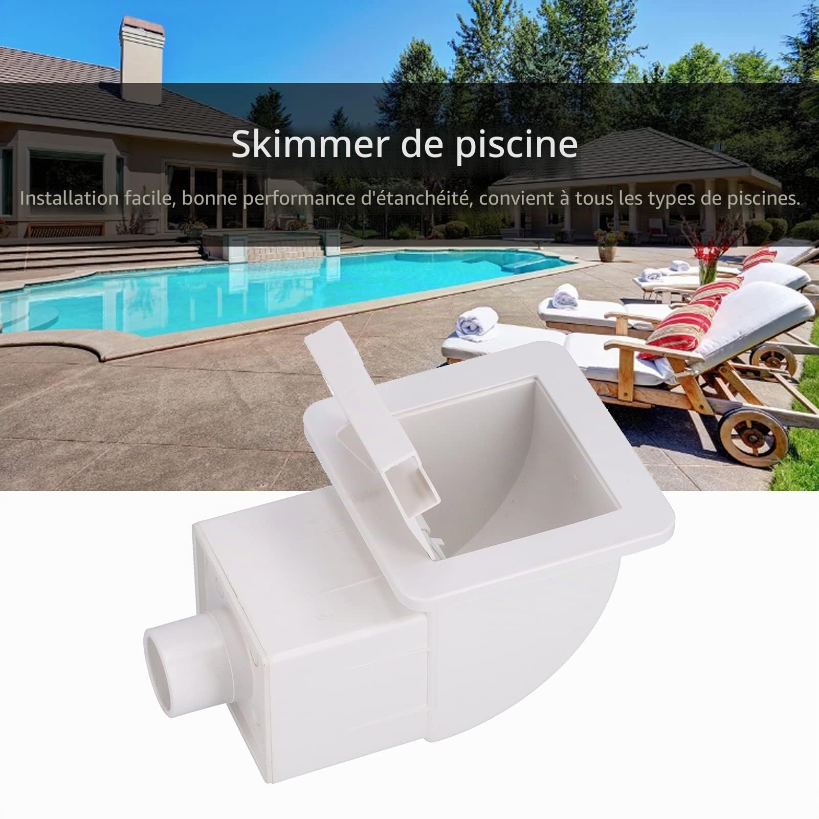 Kit D'écumoire à Travers le Mur, Kit de Piscine D'écumoire de Natation à Large Ouverture Robuste pour Piscines à Sources Chaudes et Piscines, Facile à Installer dans le Mur de la Piscine (12,4 X 7,7 X
