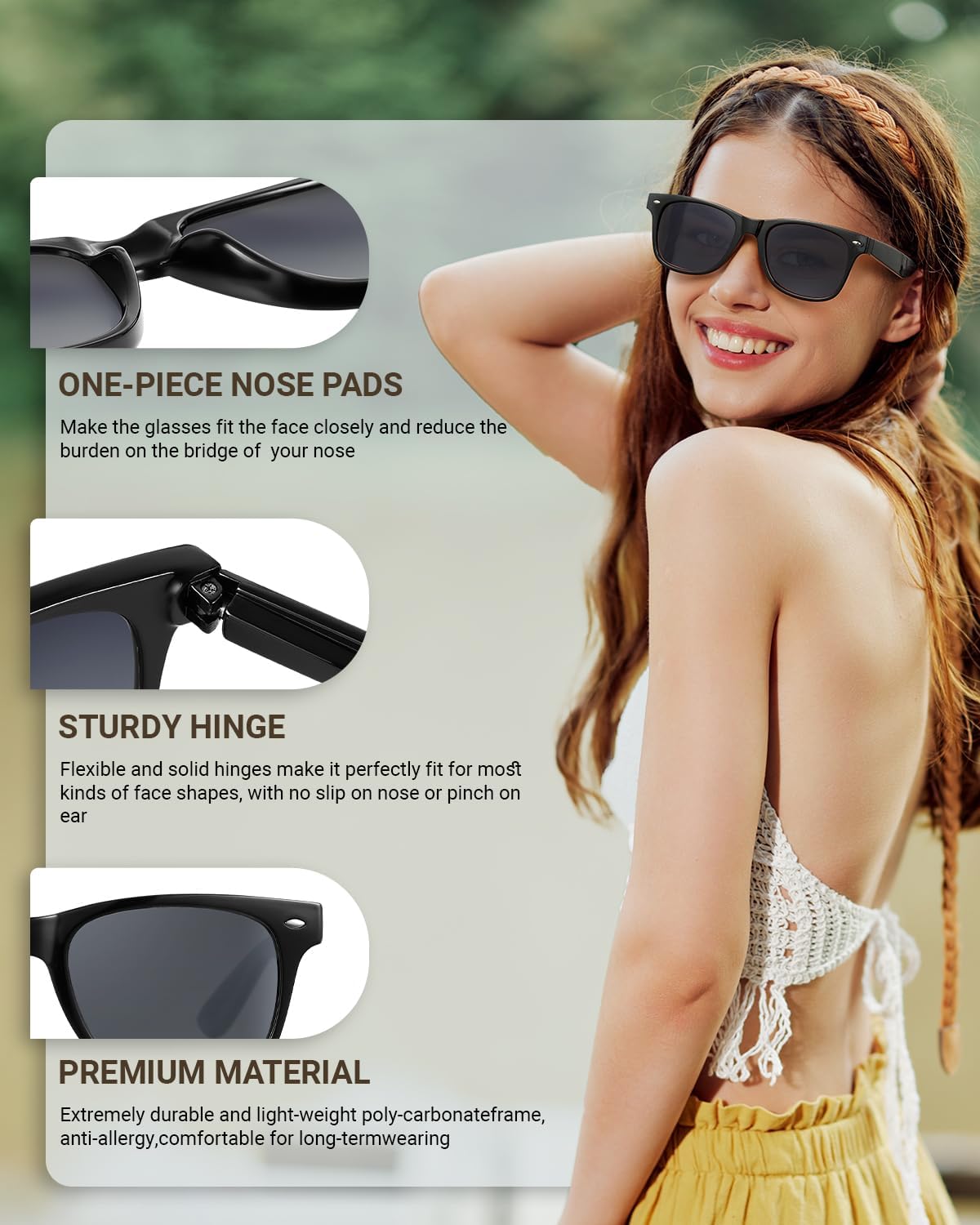 LADEESSE 3 Pack Reading Sunglasses for Women, UV400 Sun Readers Glasses Spring Hinge Outdoor Sunglasses(Not bifocal) - Image 3