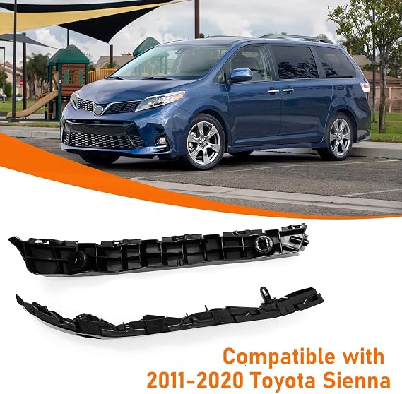 Yumzeco Compatible with Toyota Sienna Front Bumper Bracket 2011-2020, Driver and Passenger Side Front Bumper Retainer Support Bracket, Replace for 5211508020 5211608010 TO1043116 TO1042116 1 Pair