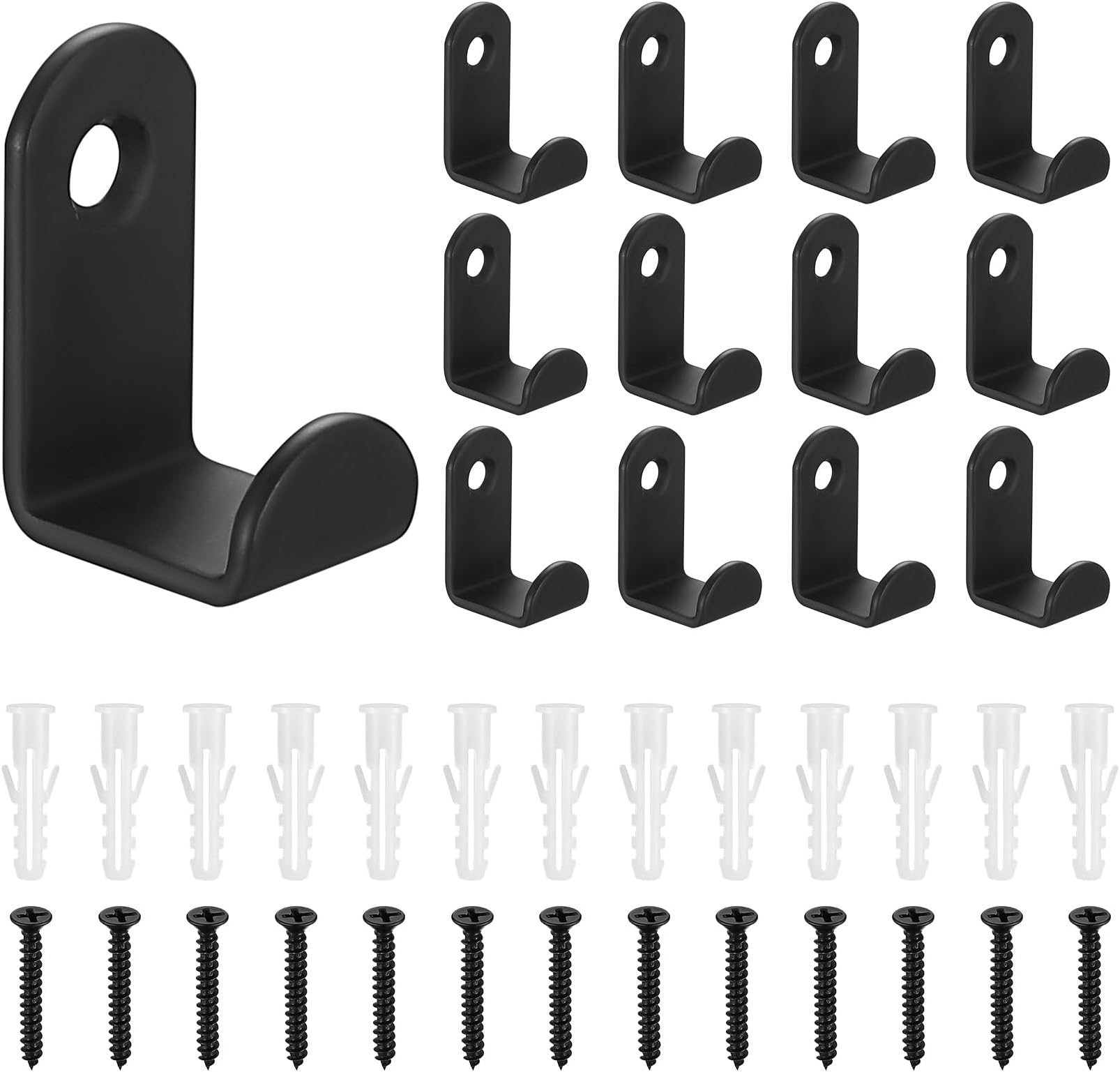 13 Pcs Black Coat Hooks Wall Mounted, Small Heavy Duty Black Wall Hooks for Hanging Coats Home Bathroom Kitchen Outdoor Door Clothes Hat Robe Towels Keys Bags Storage