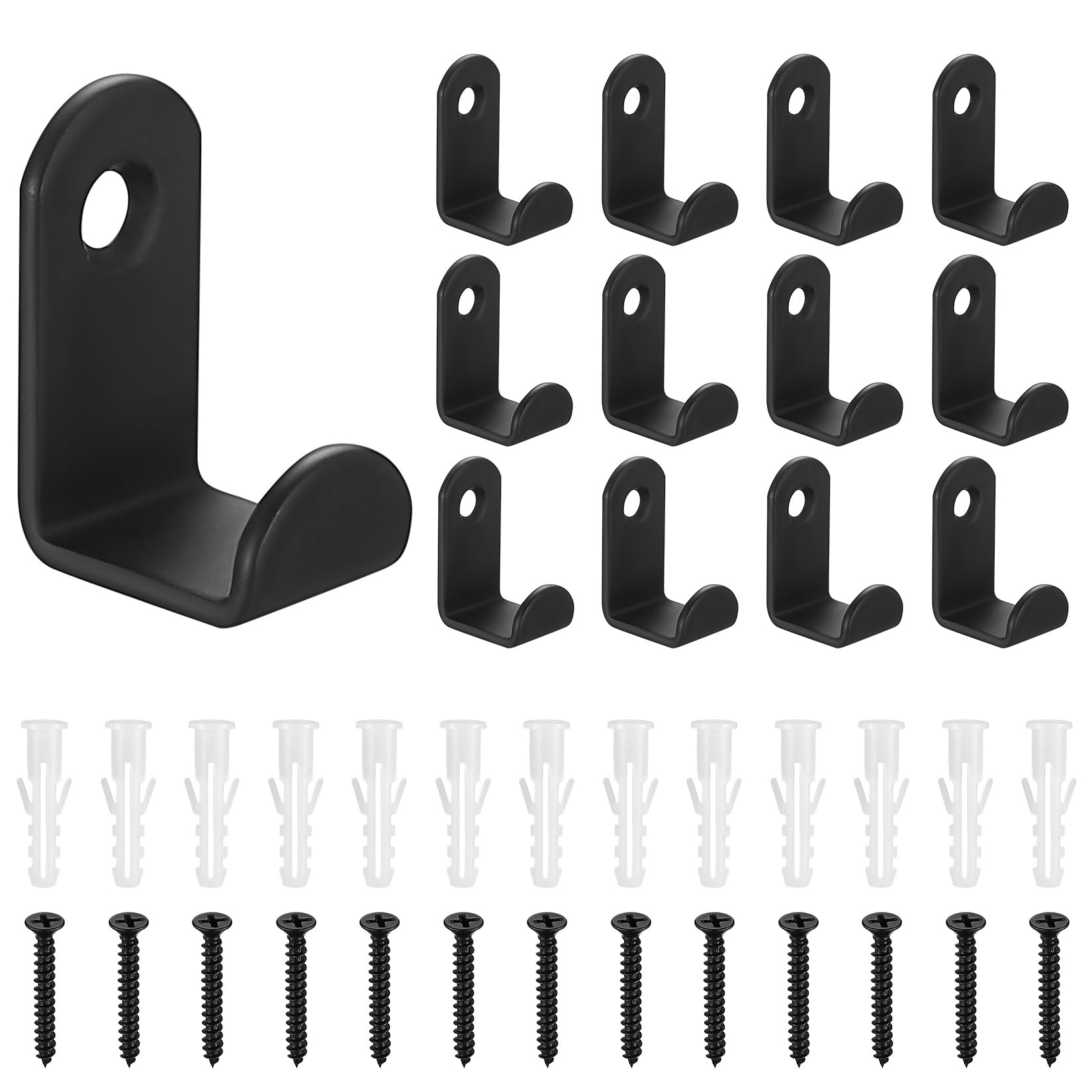 Kit 6 Ganci A Parete Rustici Neri – Stile Vintage – Con Viti E Tasselli Inclusi