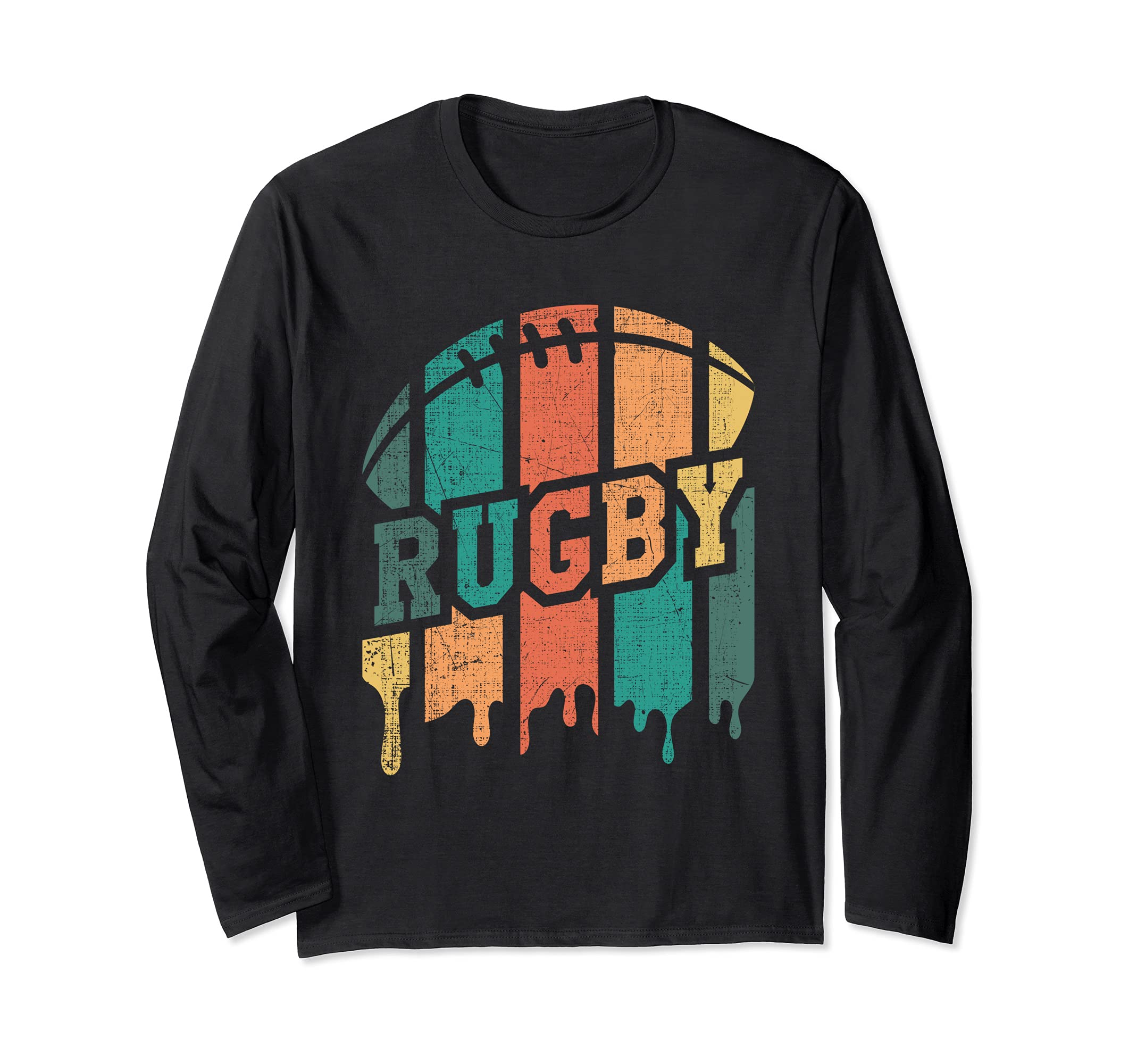 Vintage Retro Rugby Player Rugby Fan Rugby Coach Long Sleeve T-Shirt, Black