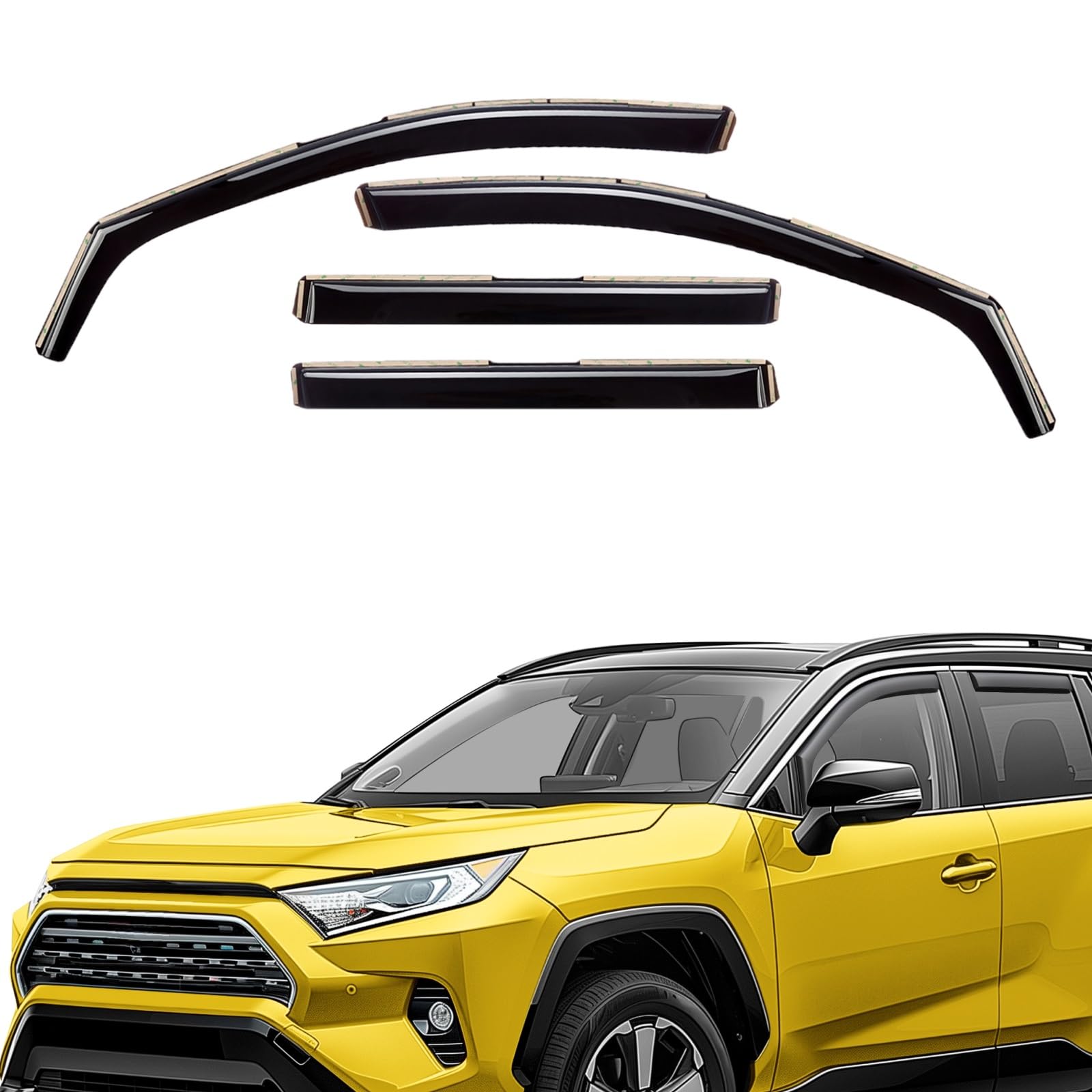 Extra Durable Window Deflectors in-Channel Window Visors Rain Guards Fit for Toyota RAV4 2019-2025, Sun Visors, Wind Vent for Shades, Exterior Car Accessories - 4pcs. AG0668