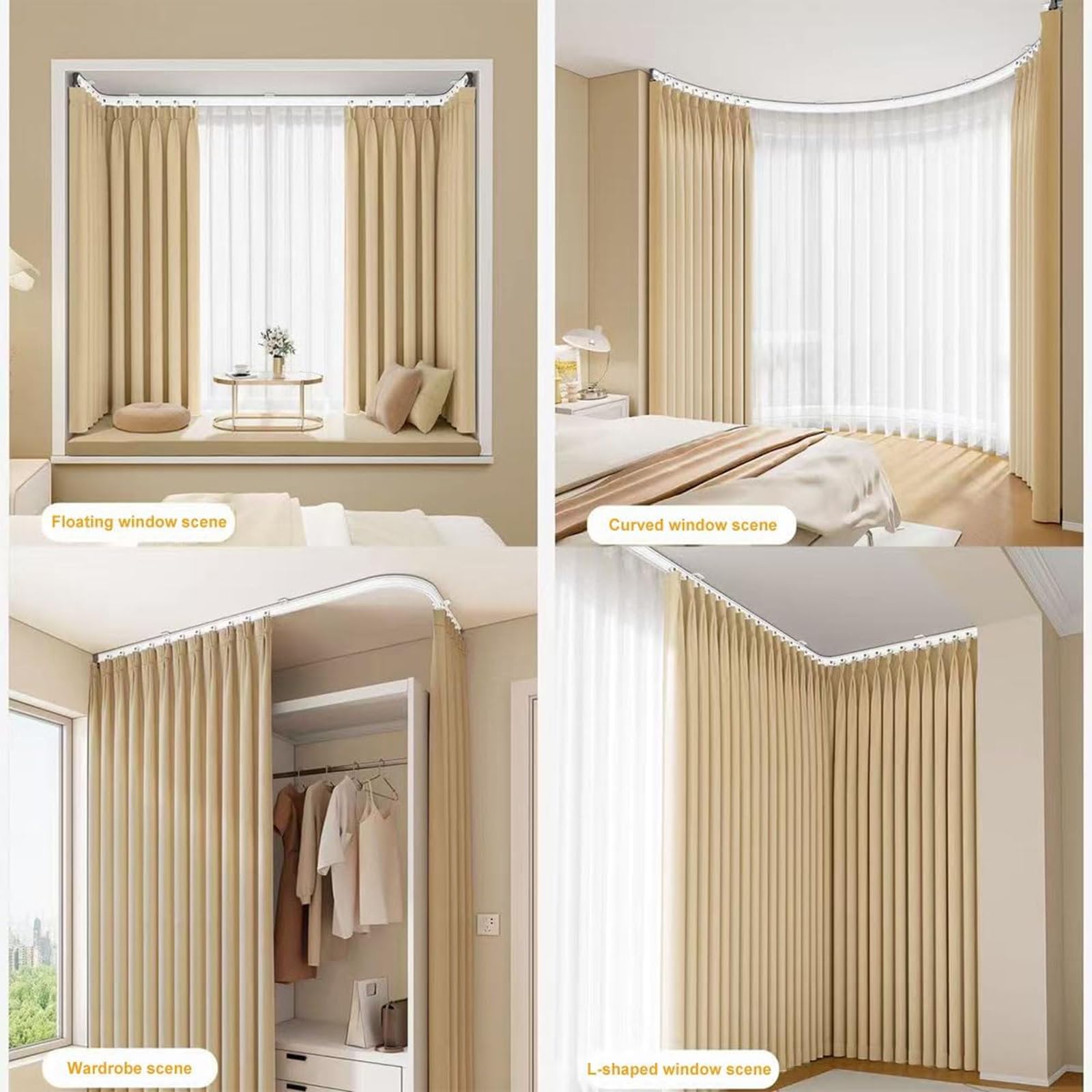 Rail de rideau flexible pour montage au plafond, tringle à rideau de douche pour baie vitrée, idéale pour la maison, l'hôtel et le bureau