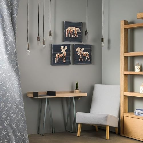 Vista 2 de Decoración de pared de cabina WAIU, ciervo alce oso rústico madera bosque montaña vida silvestre cabaña, caza, decoración interior de pared de Oso