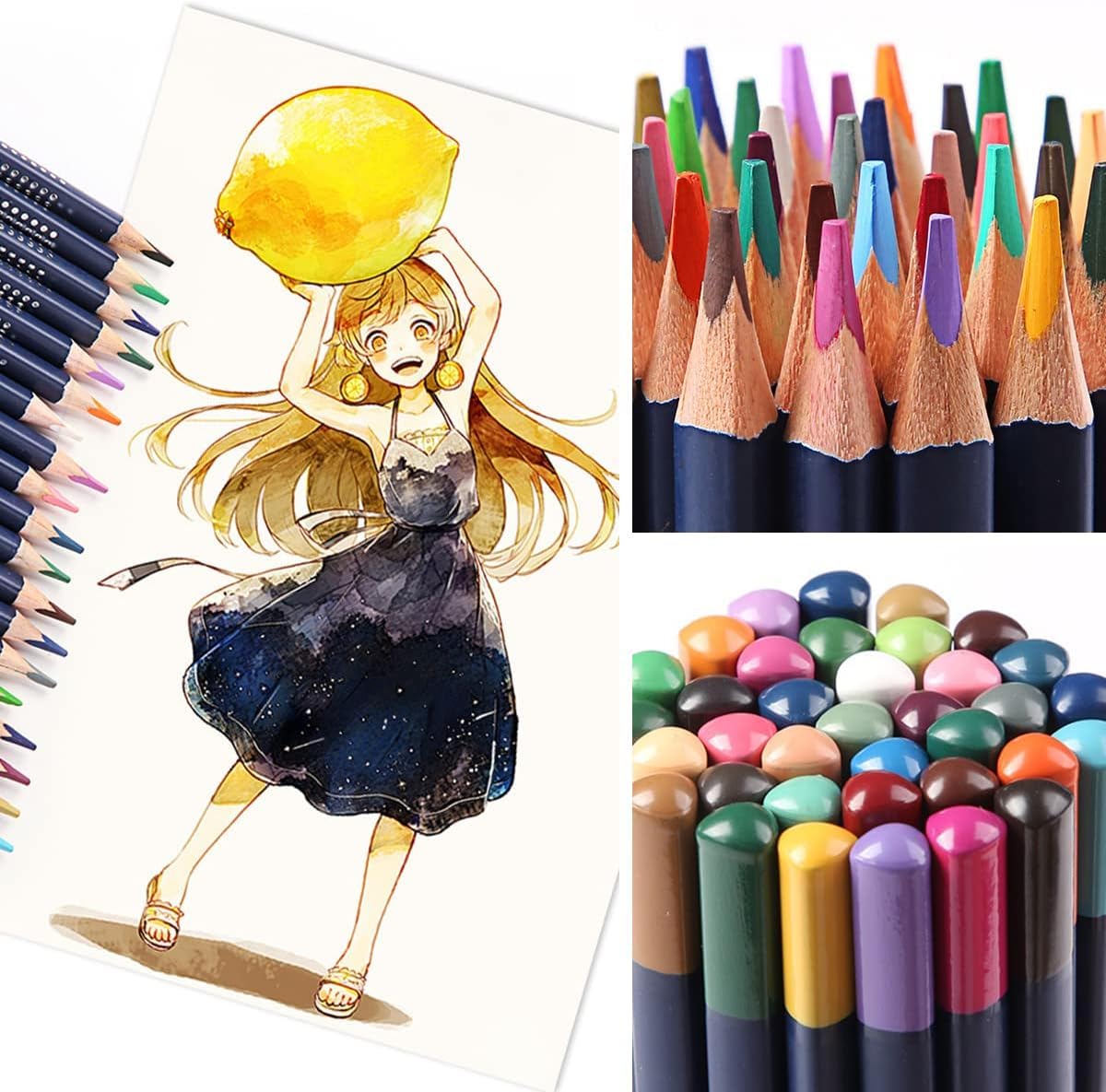 Roseelf Crayons de couleur, ensemble aquarelle (12 couleurs/24 couleurs/36 couleurs/48 couleurs/72 couleurs/120 couleurs), soluble dans l'eau, crayon, fournitures d'art, 1 papier aquarelle A5, écoles