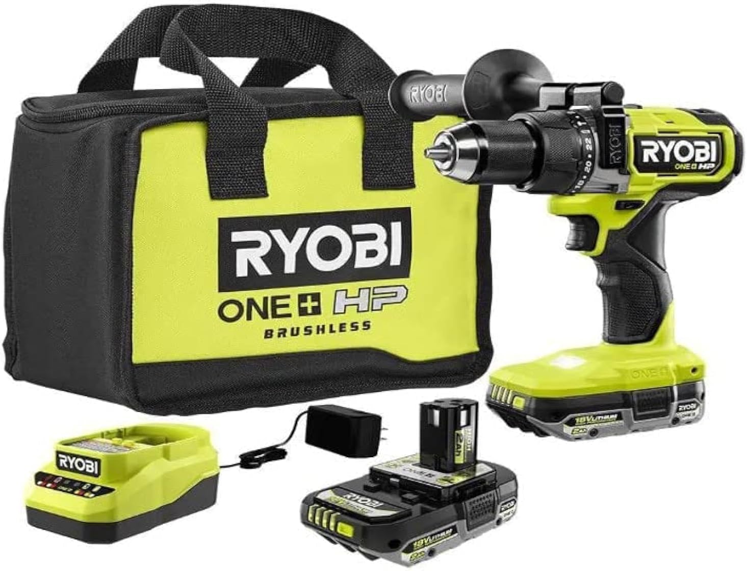 ONE+ HP 18V Brushless Cordless 1/2 in. Hammer Drill Kit with (2) 2.0 Ah Batteries, Charger, and Bag (PBLHM101K2)