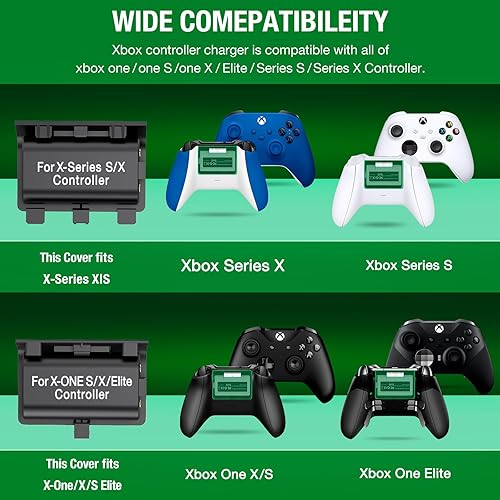 Miniatura 4 de Xbox Controller Battery Pack - 2x 1200mAh Rechargeable, High Speed Charging Station, Black