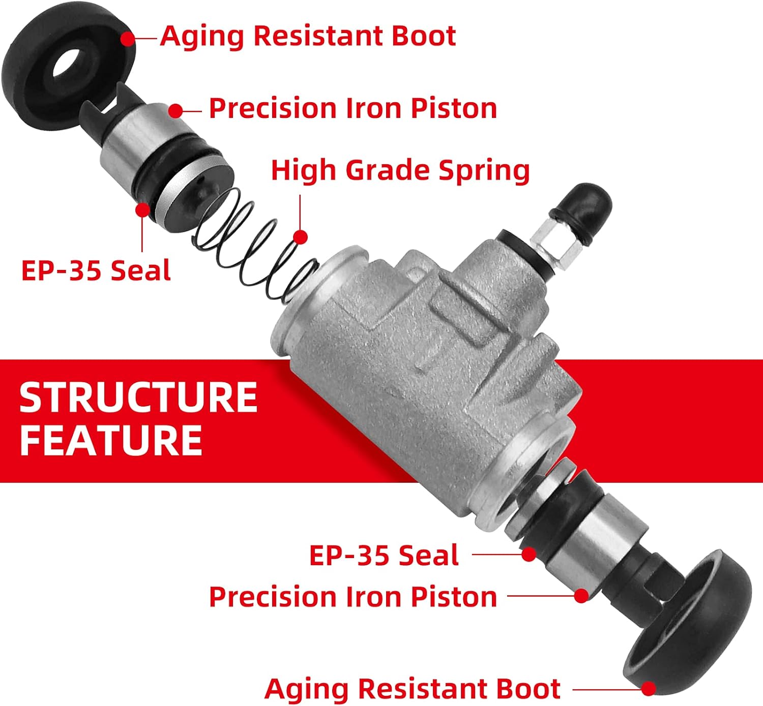 2 Pcs Front Left & Right Brake Wheel Cylinders Fit For Kawasaki KAF300 Mule 500 520 550 1991-2004 (OEM# 43092-1057)
