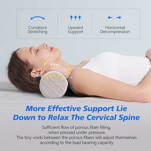 Miniatura 6 de Cozyhealth Almohada cervical con forma de rollo cervical, almohada cilíndrica de espuma viscoelástica suave media para dormir, soporte de cuello