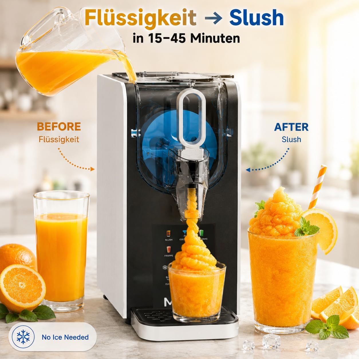 6-in-1 Slush Maschine für Zuhause - 2L Frozen Drink Maker mit Touchscreen & Turbo-Kühlung - Slushie Maker ohne Eis mit Rezeptur-Erkennung & Selbstreinigung für Cocktails & Smoothies