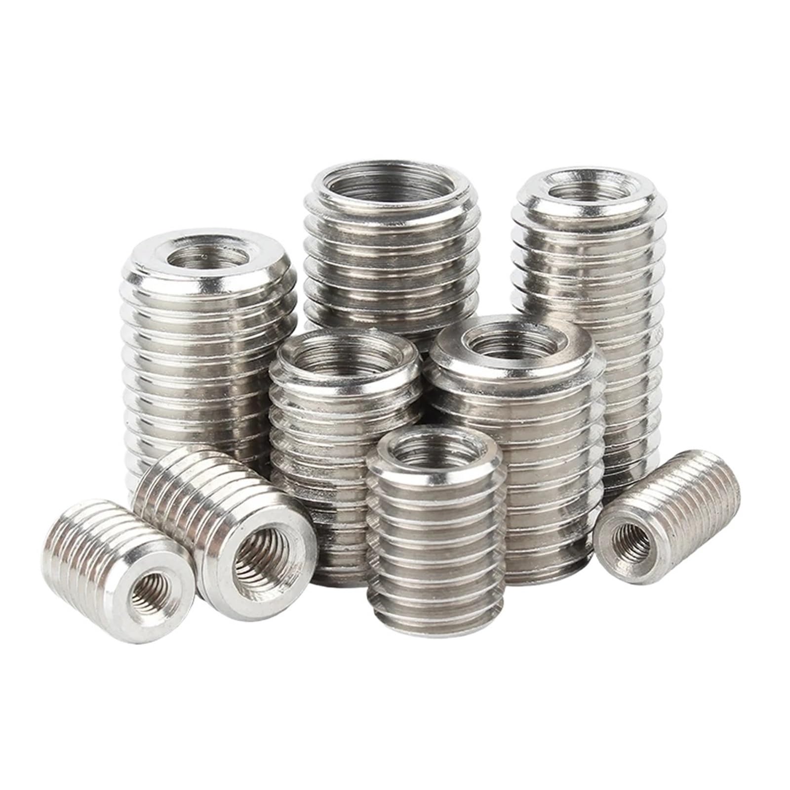 2-5 szt. M2 M3 M4 M5 M6 M8 M10 M12 wewnątrz gwint zewnętrzny adapter nakrętki śrubowe wkładka tuleja konwerter nakrętka łącznik 304 stal nierdzewna(Length 25mm,M8-M16 (5pcs))