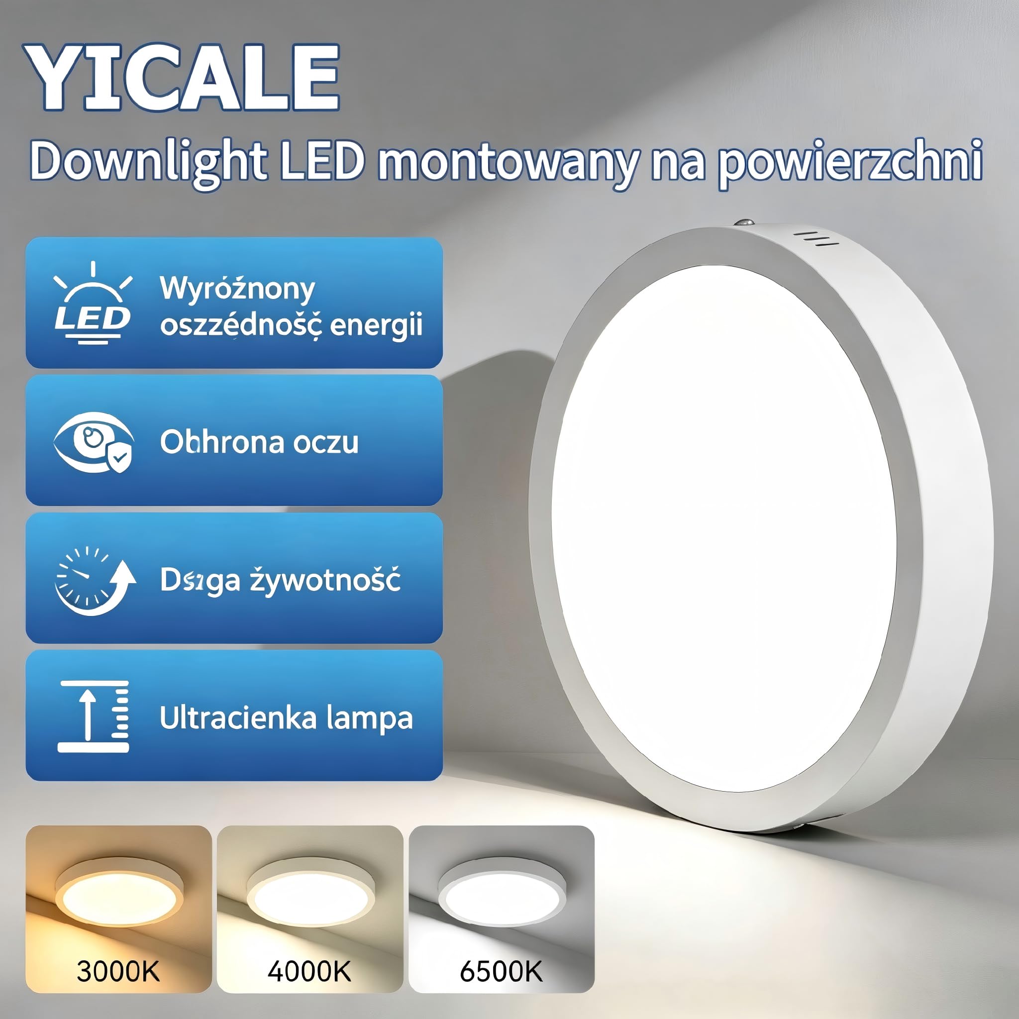 Lampy sufitowe 15 W Świetlówka LED do Ściany Dla Wnętrza,Nowoczesna Lampa Ścianowa Z Funkcją Pamięci, Idealna Dla Kuchni, Salonów I Korytarzy