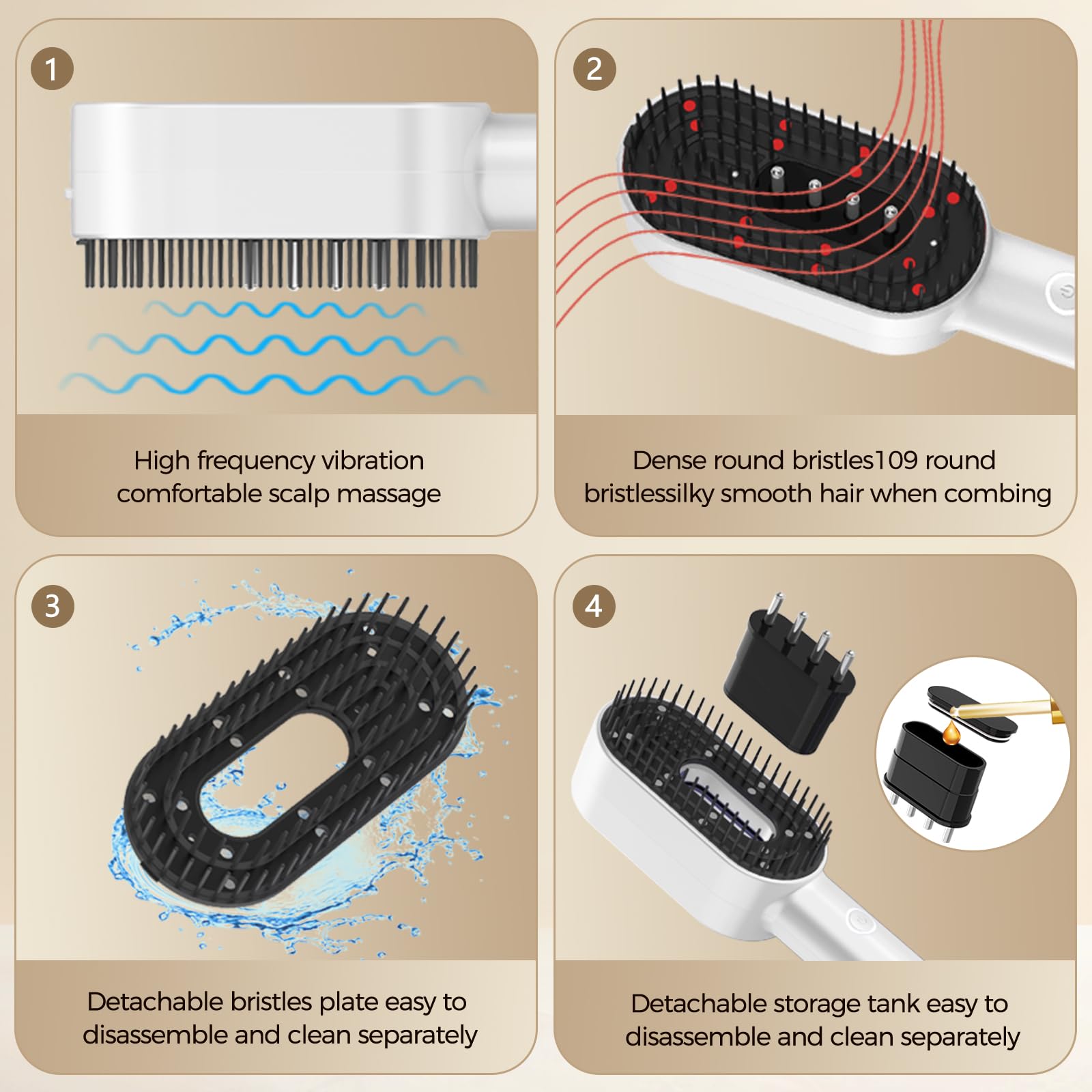 Laser Hair Growth Comb - FDA Cleared 650nm LLLT Red Light Therapy for Thinning Hair Regrowth, Vibrating Scalp Massager Promotes Fuller, Thicker Hair Rechargeable for Men & Women - White